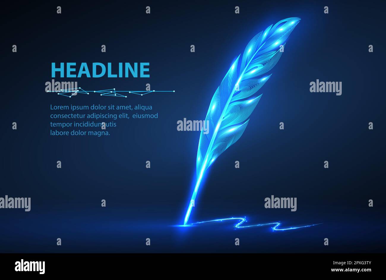 Digital feather. Automatic text generator, AI writing, artificial