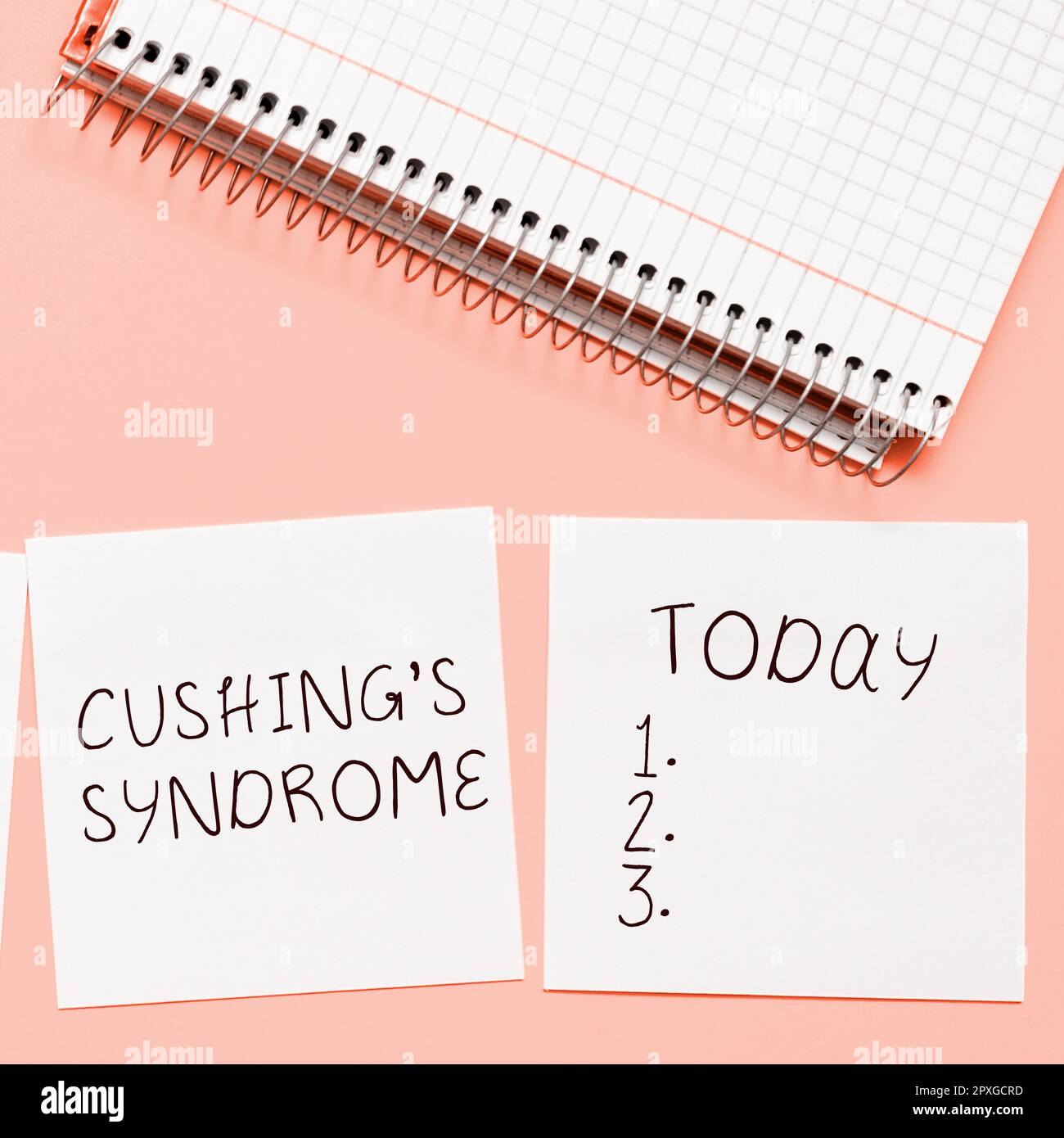 Text caption presenting Cushing's Syndrome, Internet Concept a disorder caused by corticosteroid hormone overproduction Stock Photo