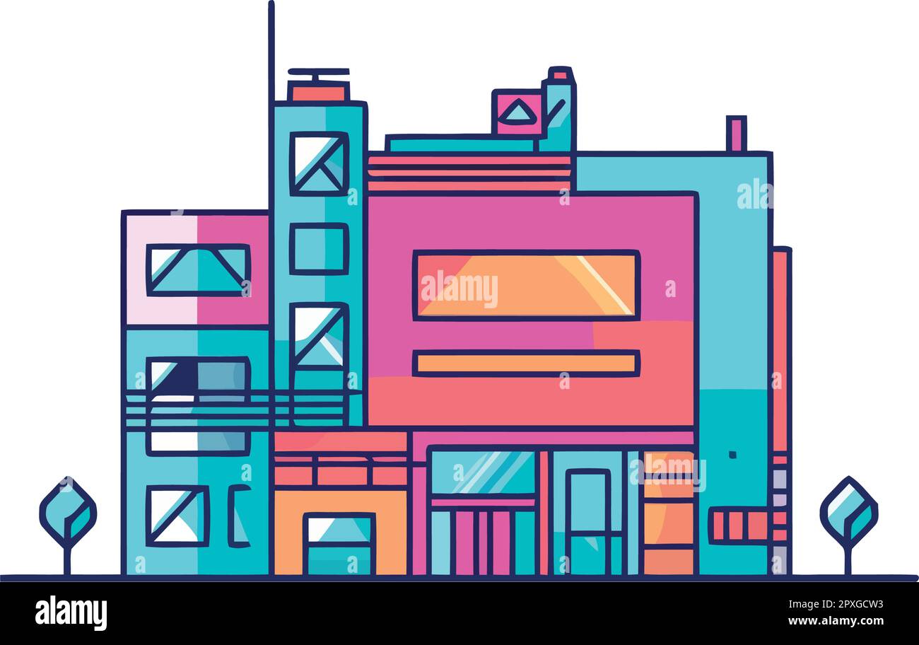 Modern vector cityscape illustration of skyscraper buildings Stock ...