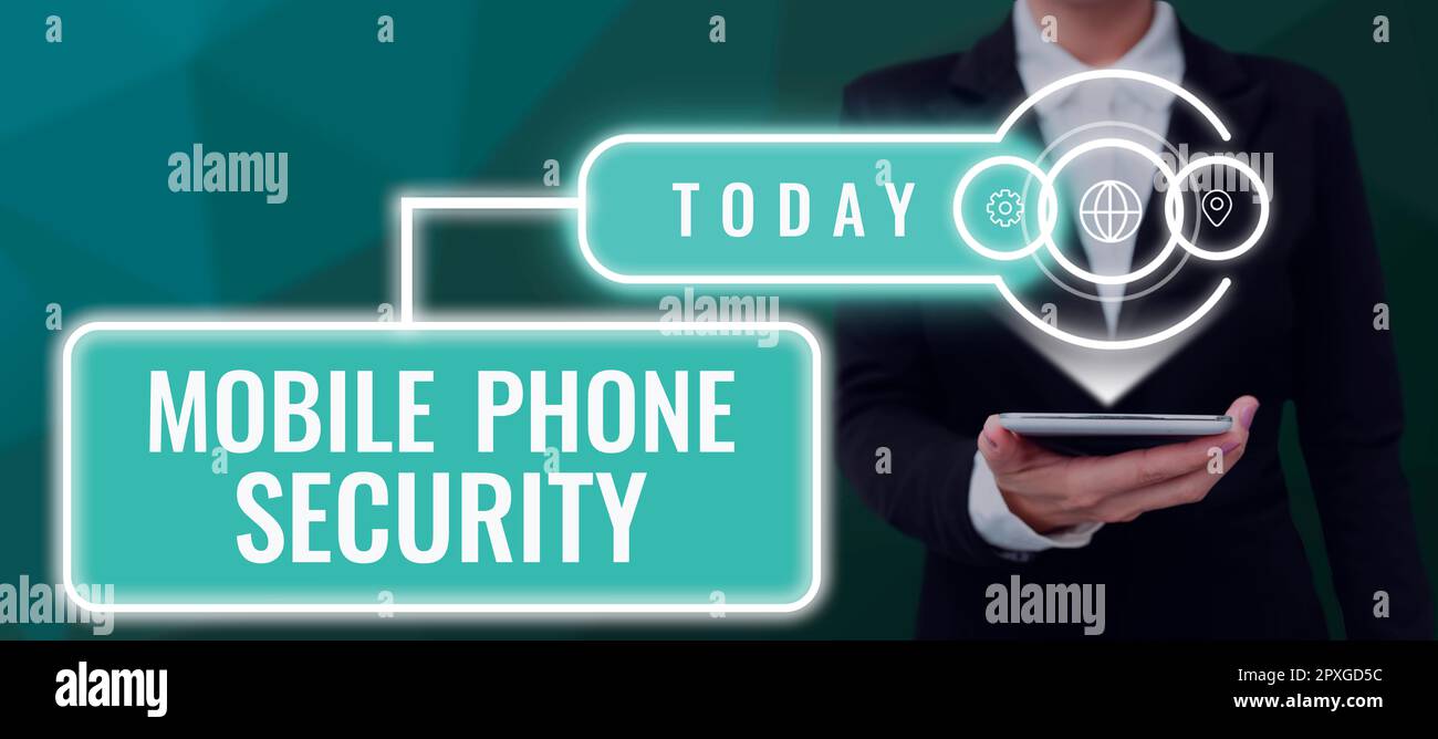 Sign displaying Mobile Phone Security, Business approach secure data on mobile devices Wireless security Stock Photo