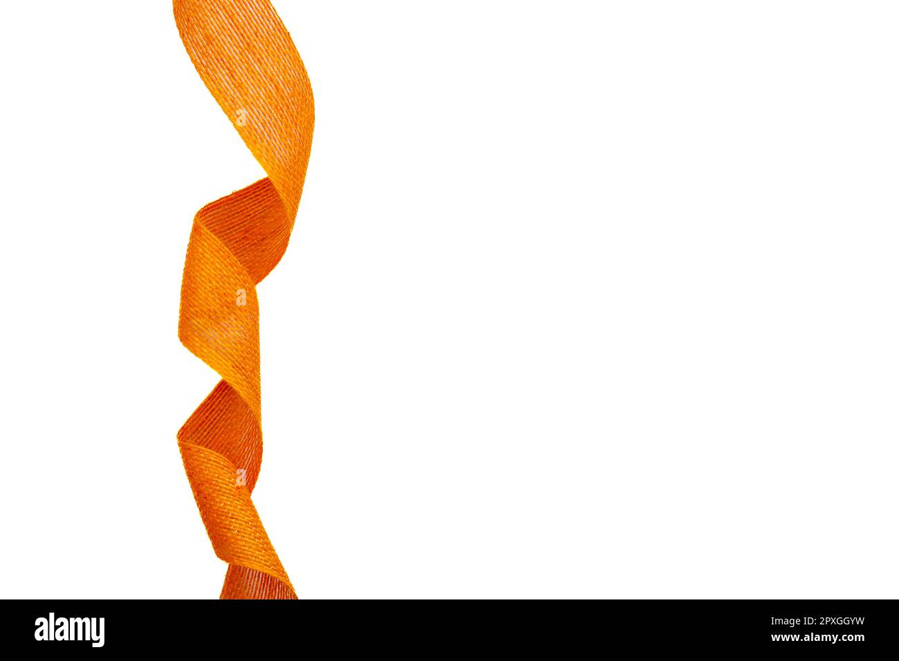 orange curly jute ribbon fabric on white background Stock Photo Alamy