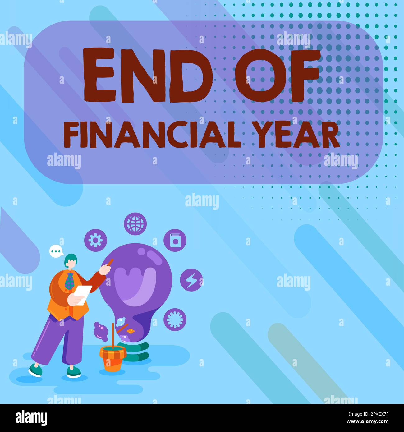 Hand writing sign End Of Financial Year, Concept meaning Revise and