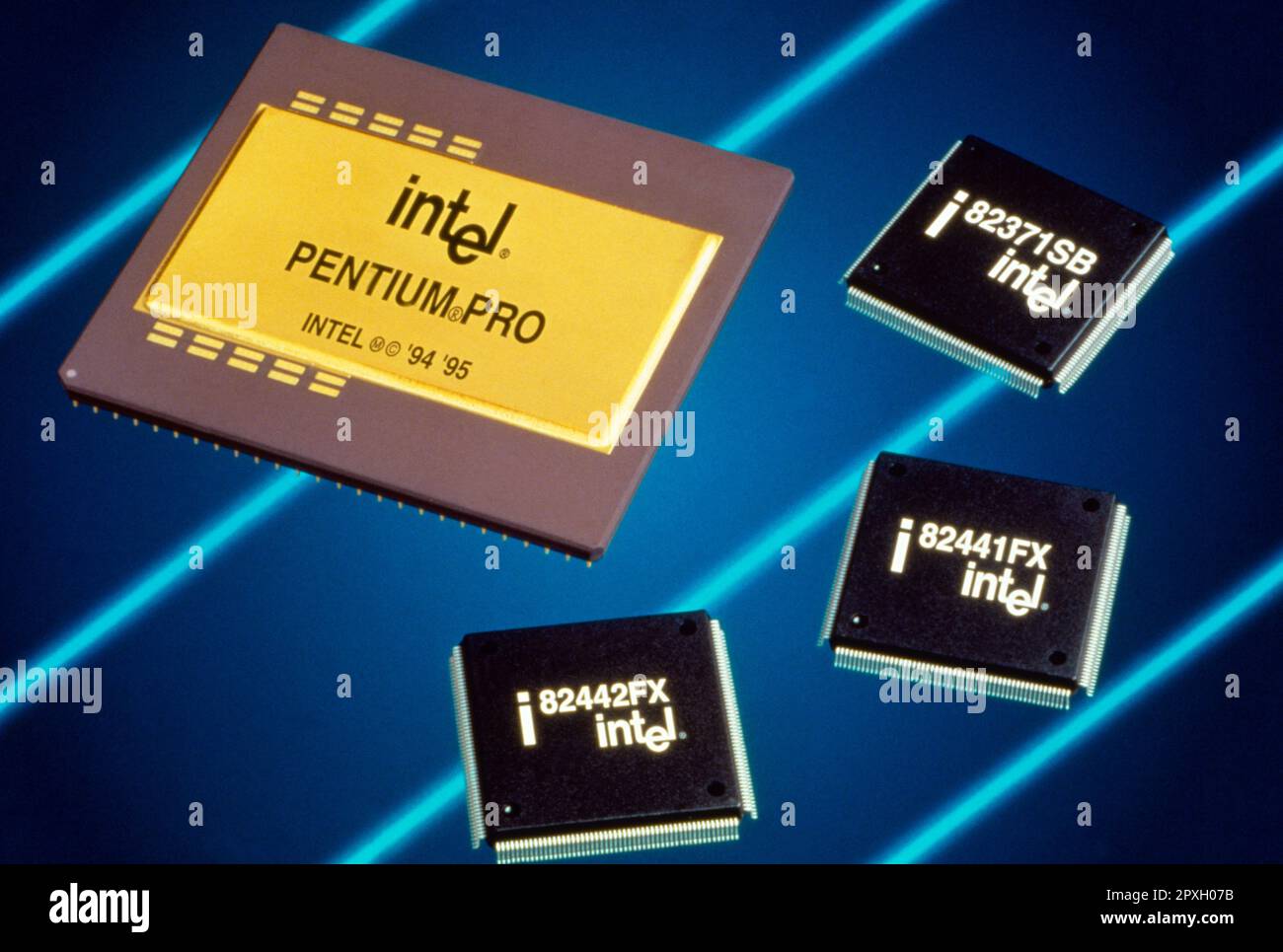 Intel Pentium pro '94' '95' Chips Stock Photo