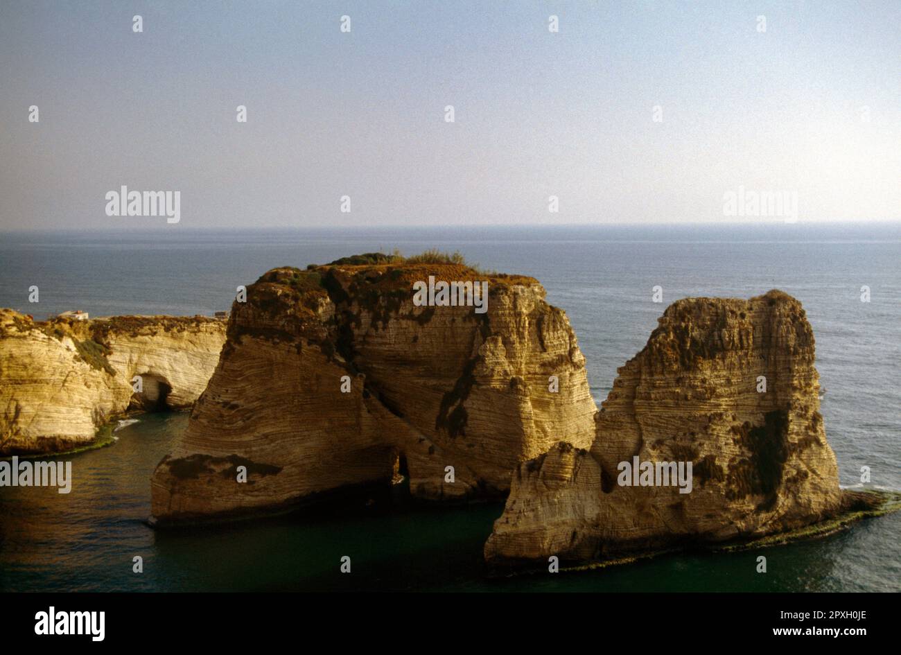 Beirut Lebanon Pigeon's Rocks Natural Landmark Stock Photo