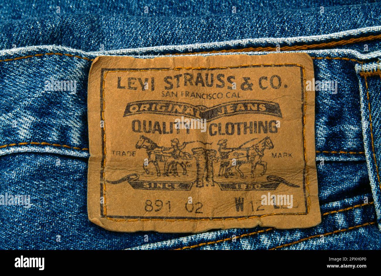 Levi strauss Original jeans Label on a Pair of Jeans Stock Photo