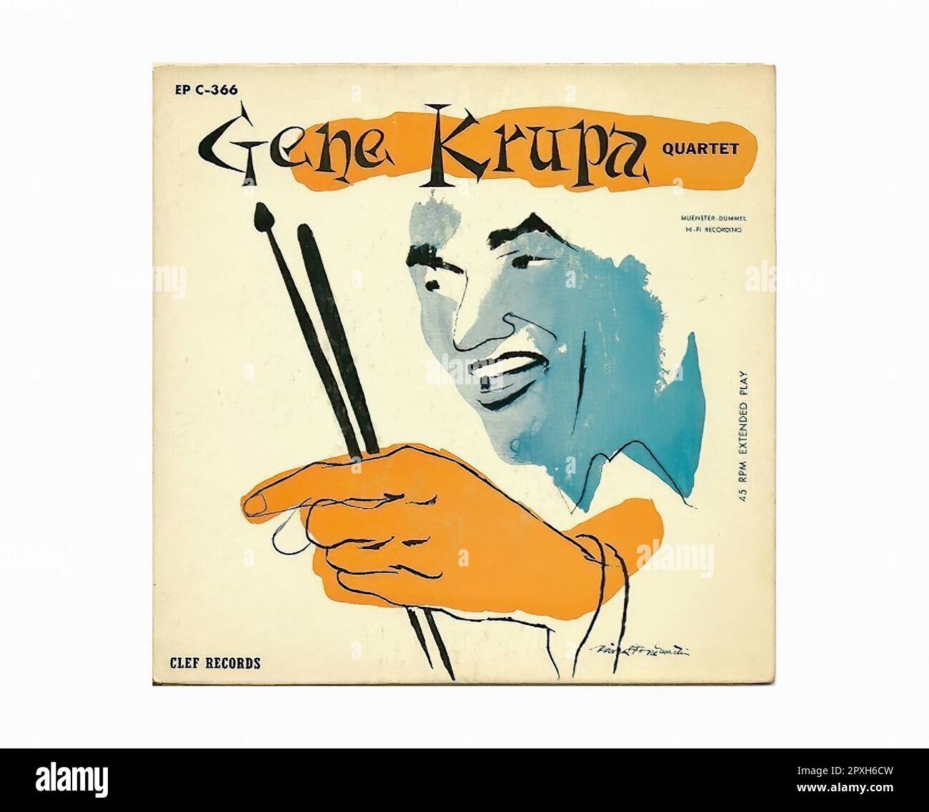 Krupa Gene - 1955 01 A - Vintage 45 R.P.M Music Vinyl Record Stock Photo