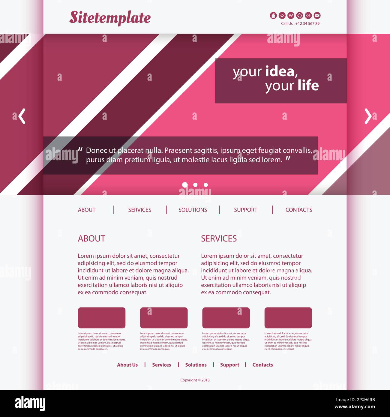 Website Template with Striped Header Design Stock Vector Image & Art ...