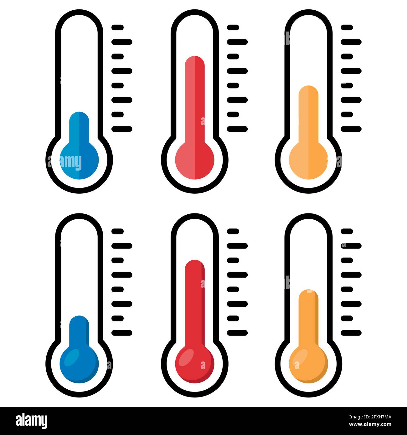 Temperature Symbol Set . Thermometer showing the temperature . Thermometer icon. Vector