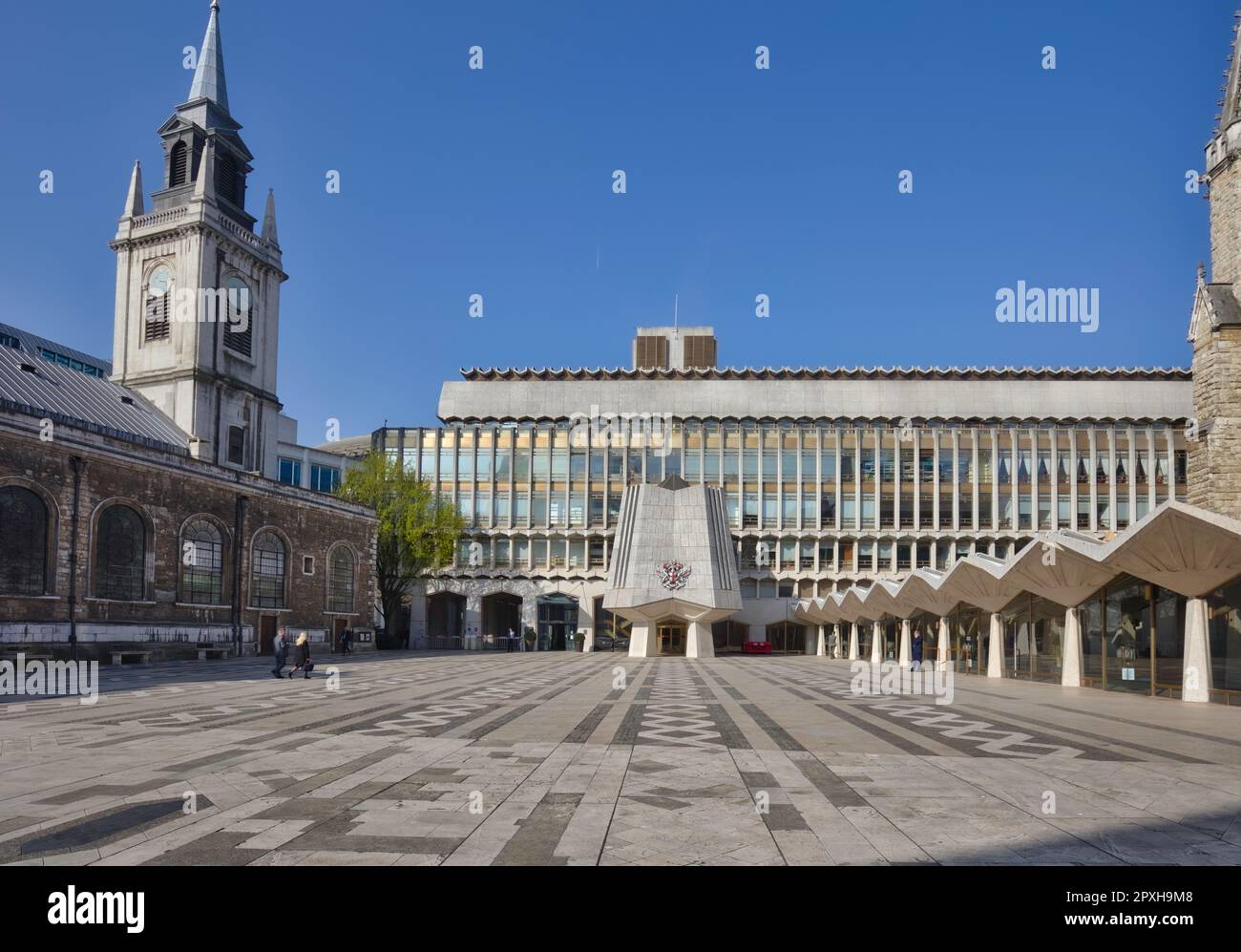 West Wing of the Guildhall civic buildings, in Guildhall Yard, home of art museum and City of London Corporation, Moorgate, London Stock Photo