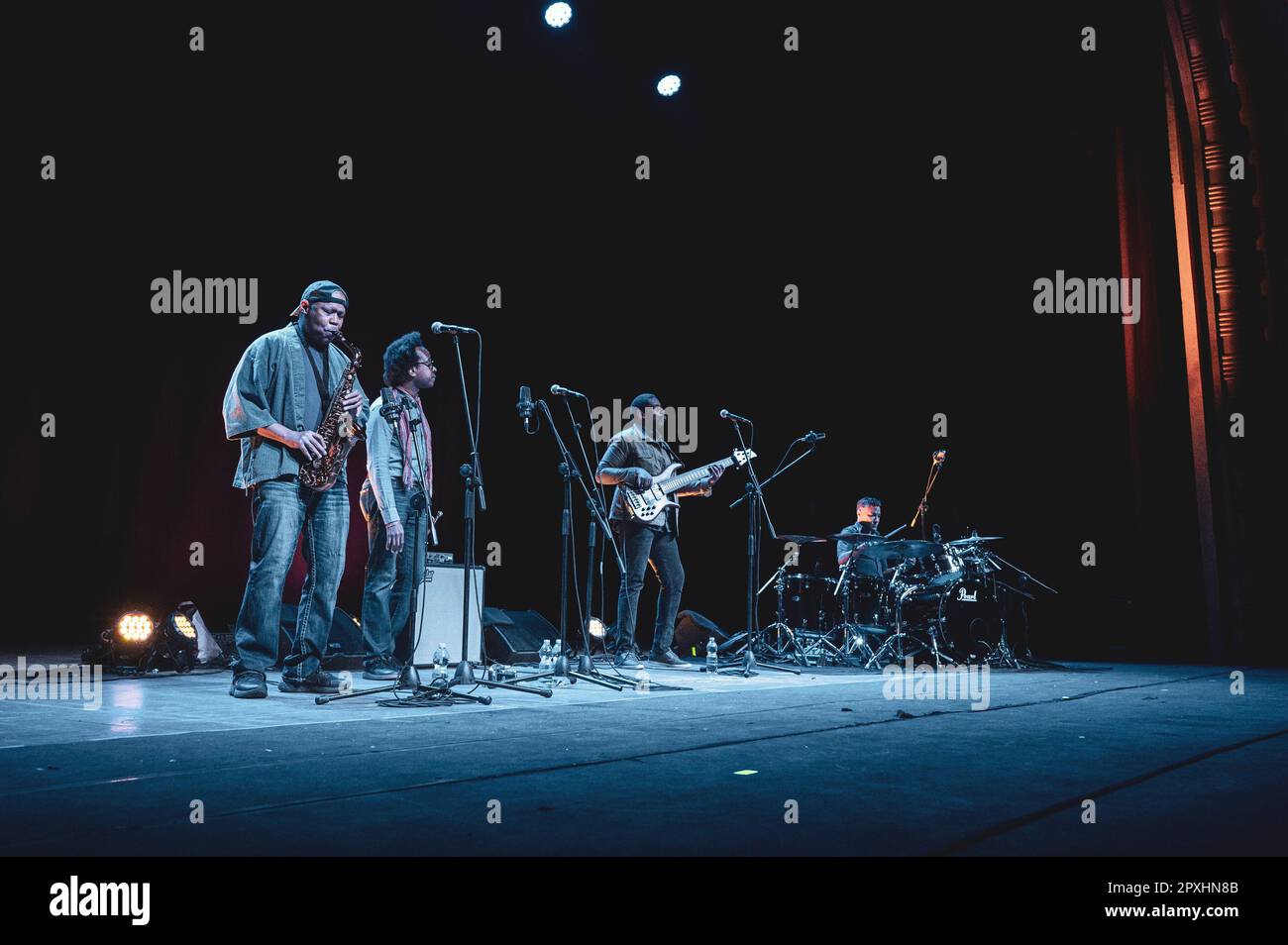 TURIN, ITALY: The undisputed protagonist of contemporary jazz Steve Coleman, together with “the Five Elements” bands, performing live at the Torino Jazz Festival 2023. Stock Photo