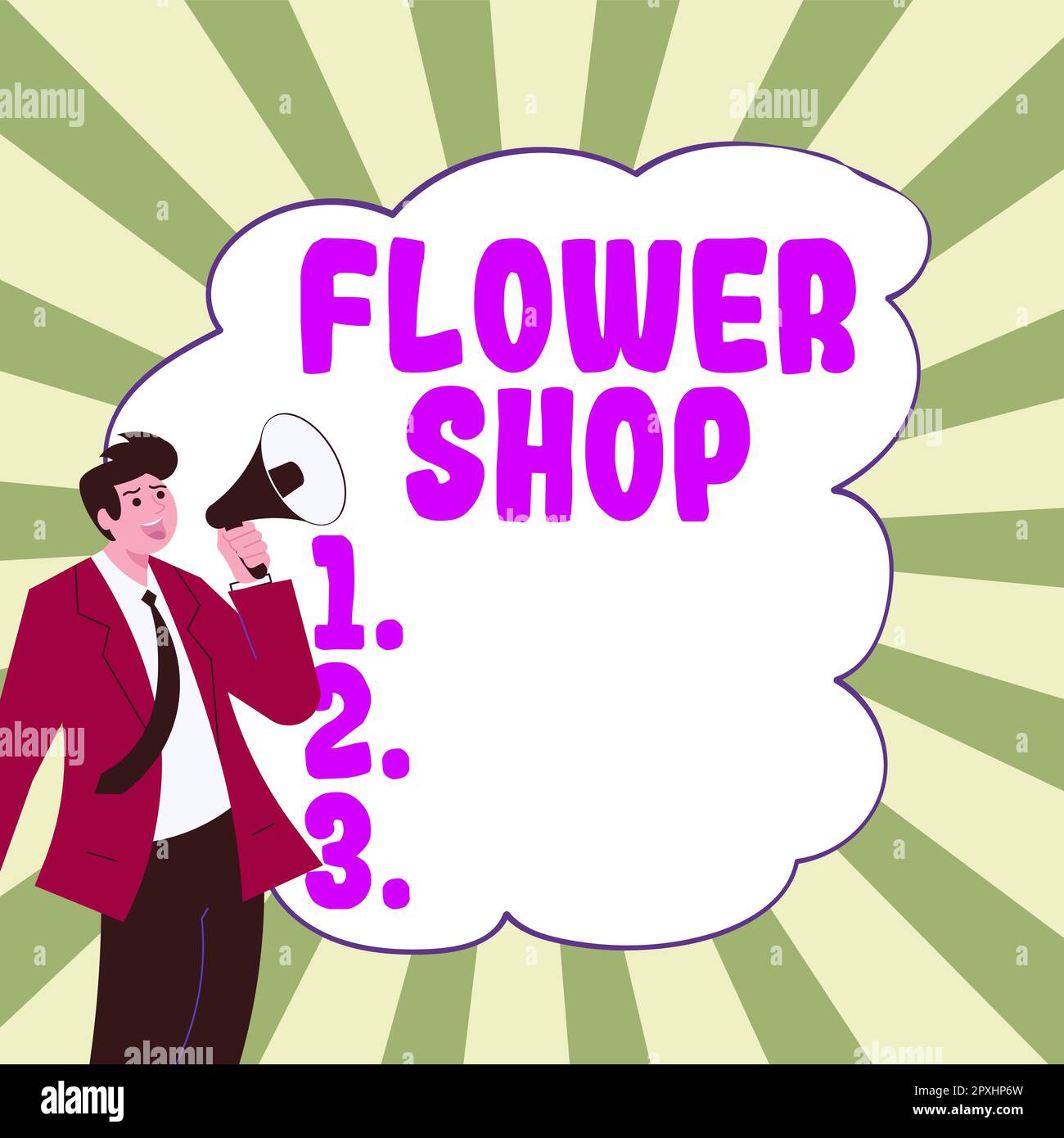 Conceptual caption Flower Shop, Business idea where cut flowers are