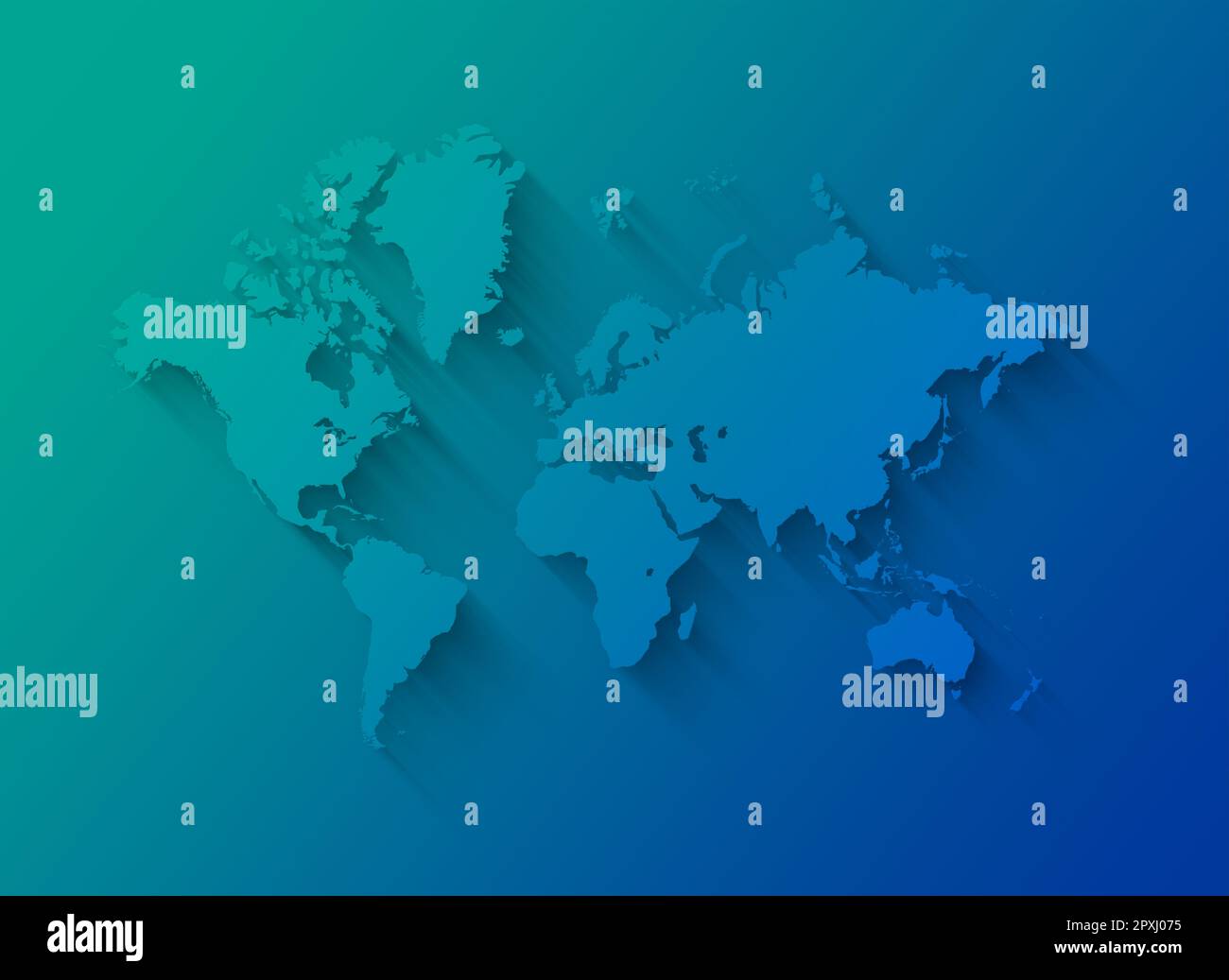 World map illustration isolated on a blue background Stock Photo - Alamy