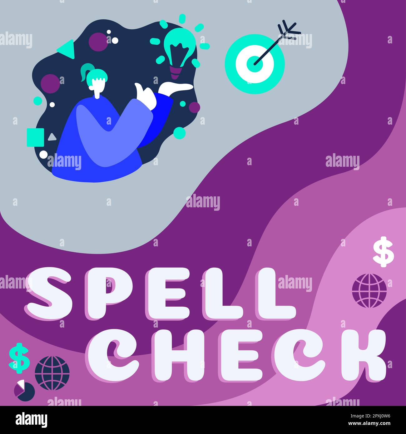 Text caption presenting Spell Check, Business concept to use a computer