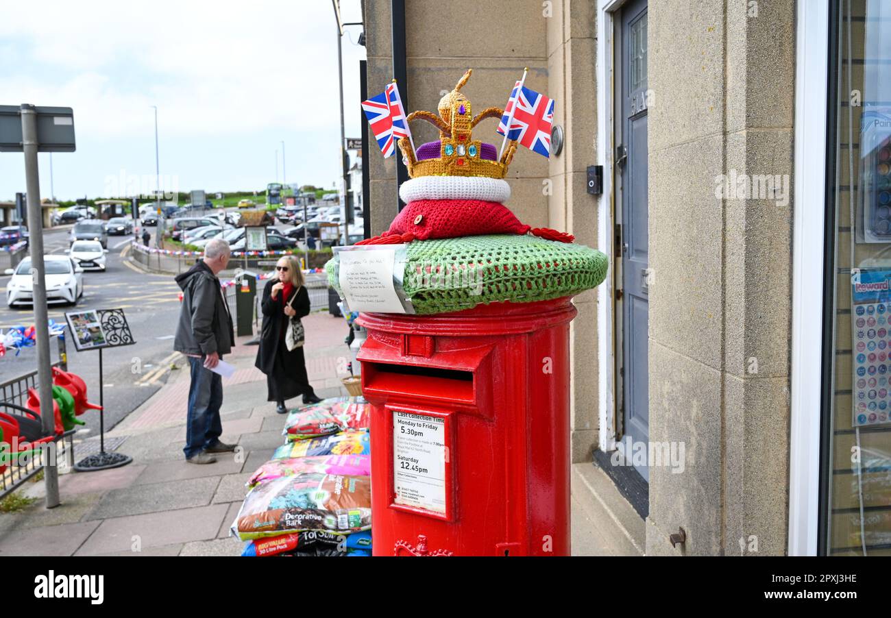 Coronation Yarnbombed post box toppers Ware Trail - 25 Apr 2023 - 9 May  2023