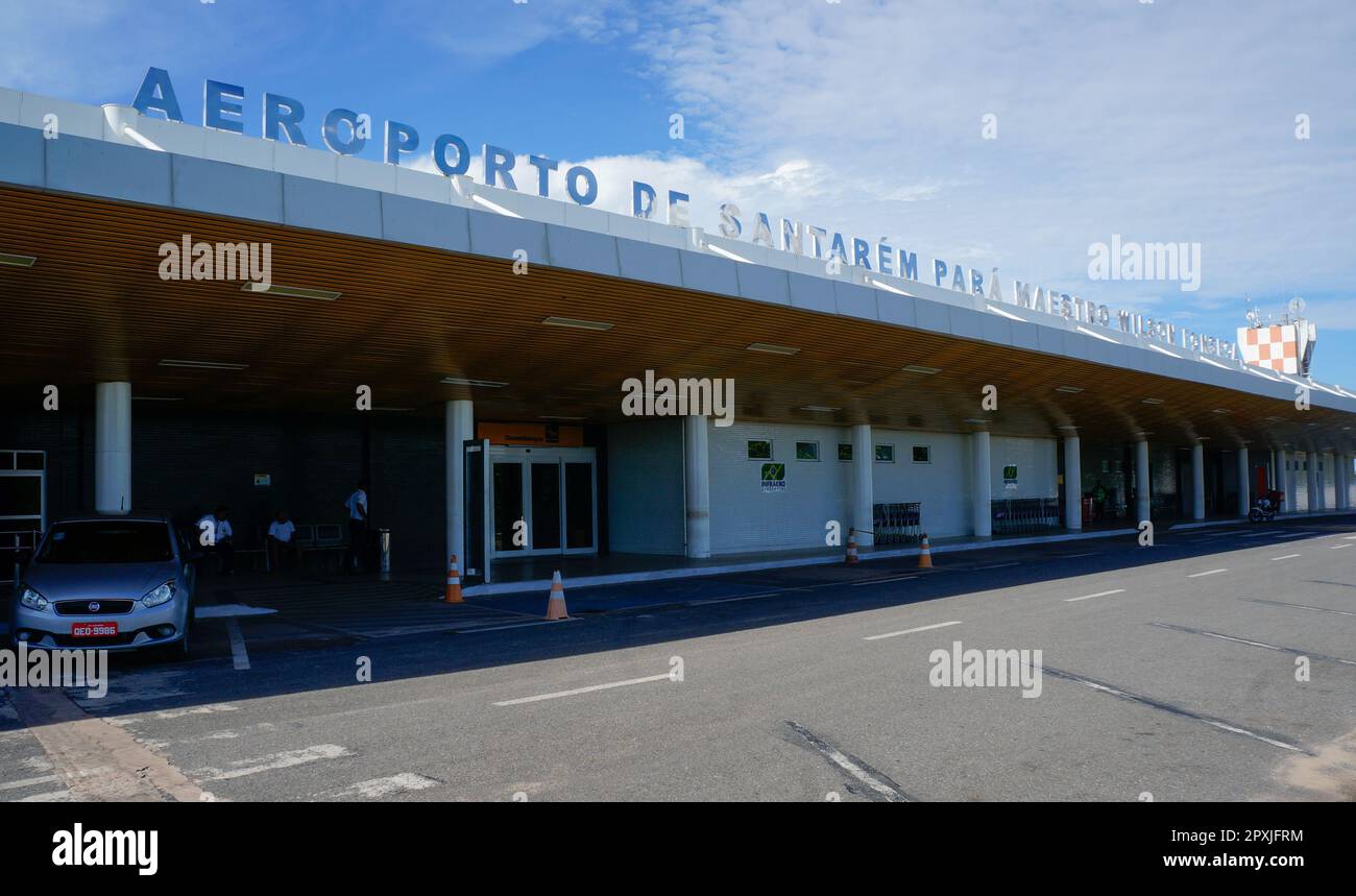 Facade of the entrance of Santarem International Airport - Maestro Wilson Fonseca Stock Photo