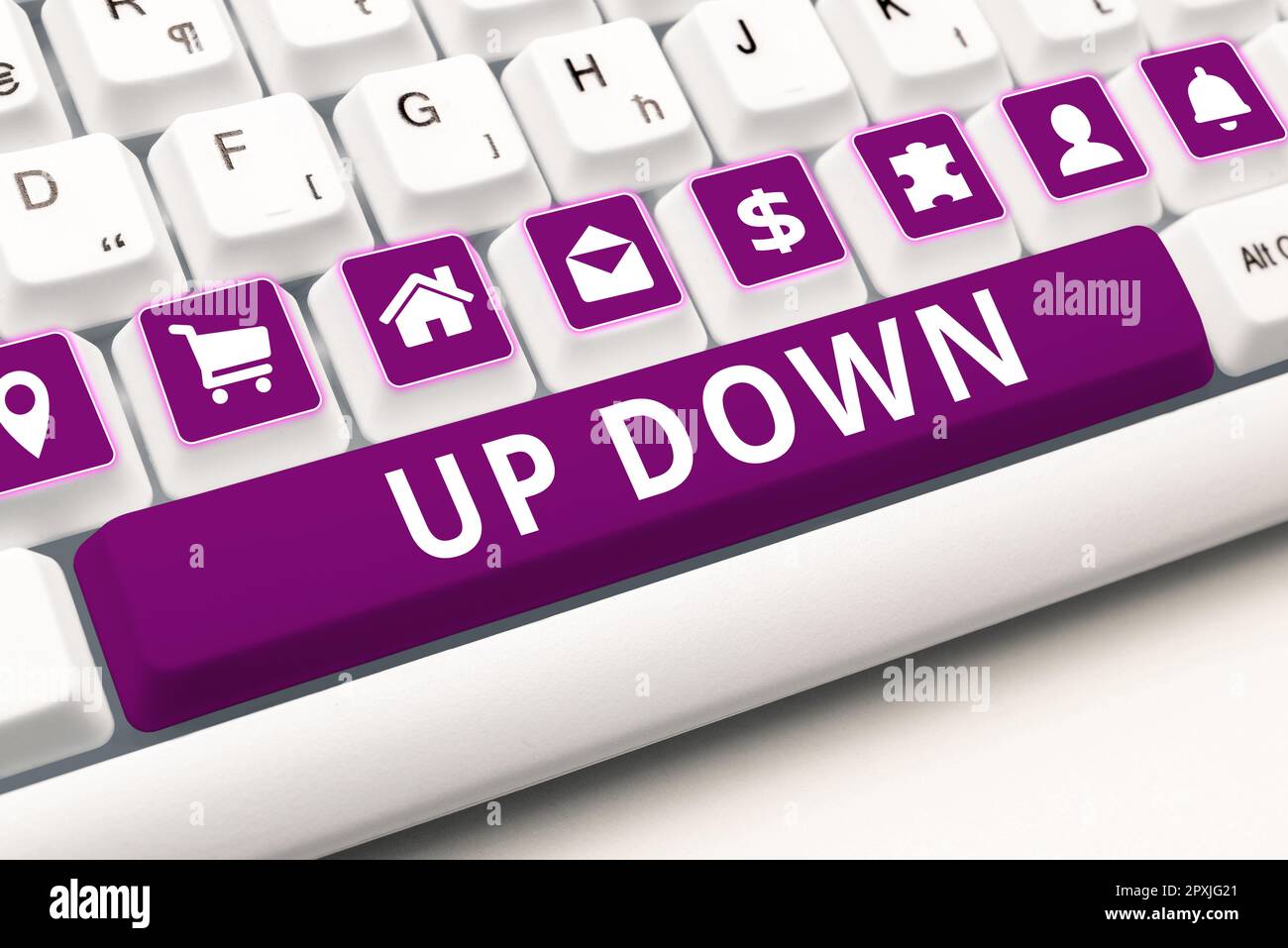 Text caption presenting Up Down, Word Written on To look or to feel up ...