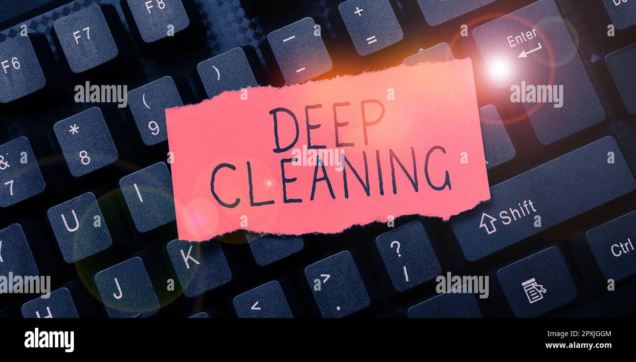 Text caption presenting Deep Cleaning, Concept meaning an act of