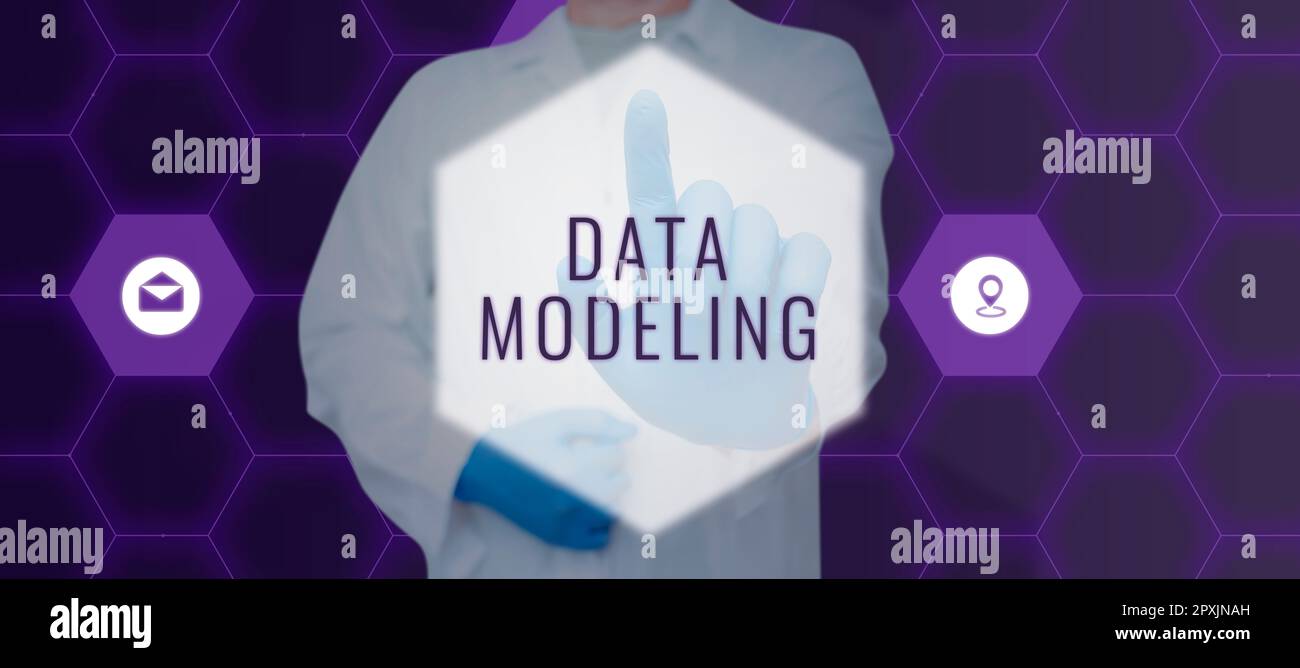 Text caption presenting Data Modeling, Concept meaning process of transferring data between data storage systems Stock Photo