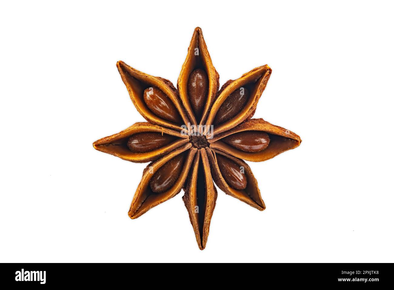Macro shot from one Anise ingredient in detail isolated over white background. Stock Photo