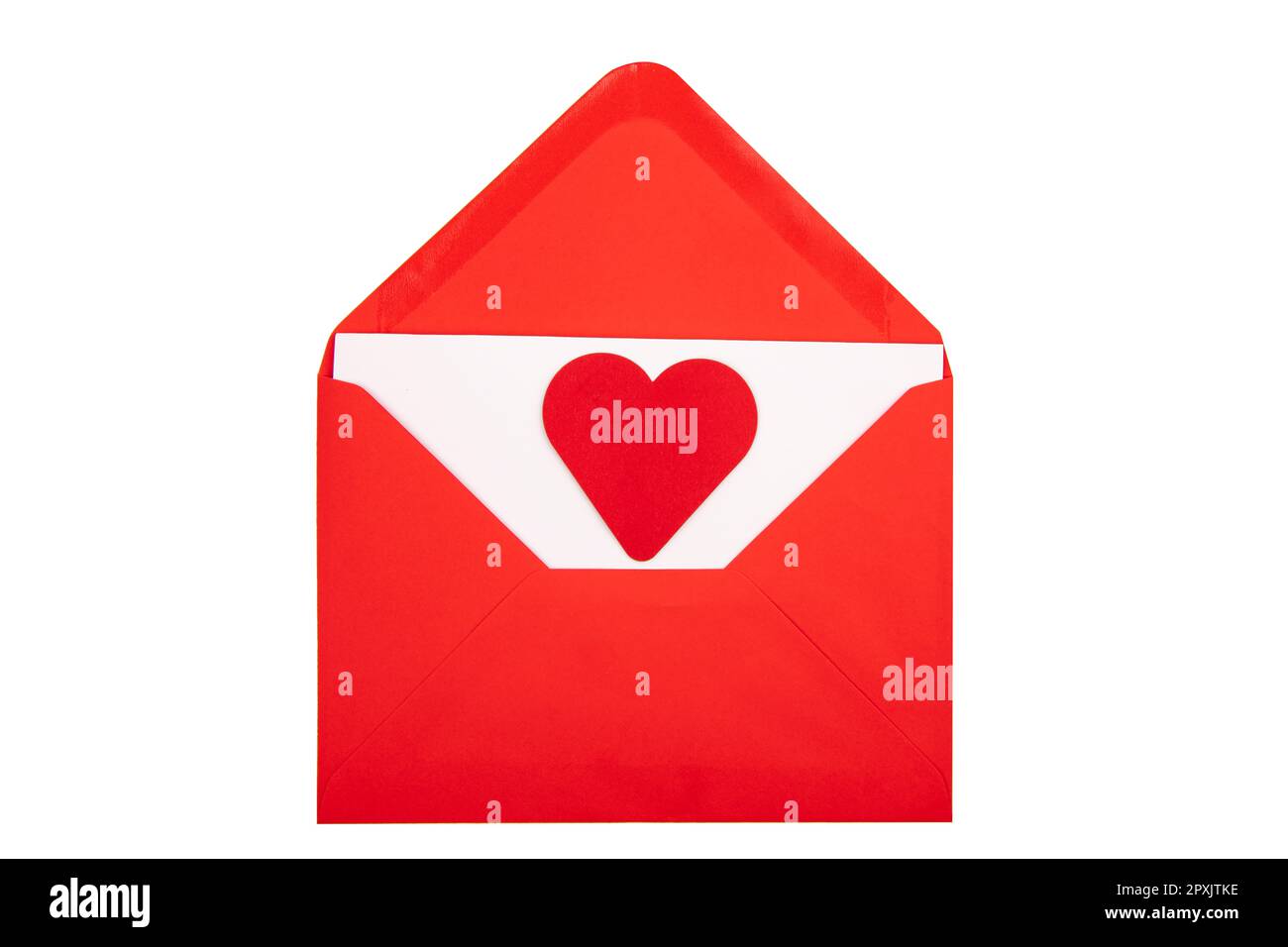 Red envelope with decorative Heart isolated over white background Stock Photo