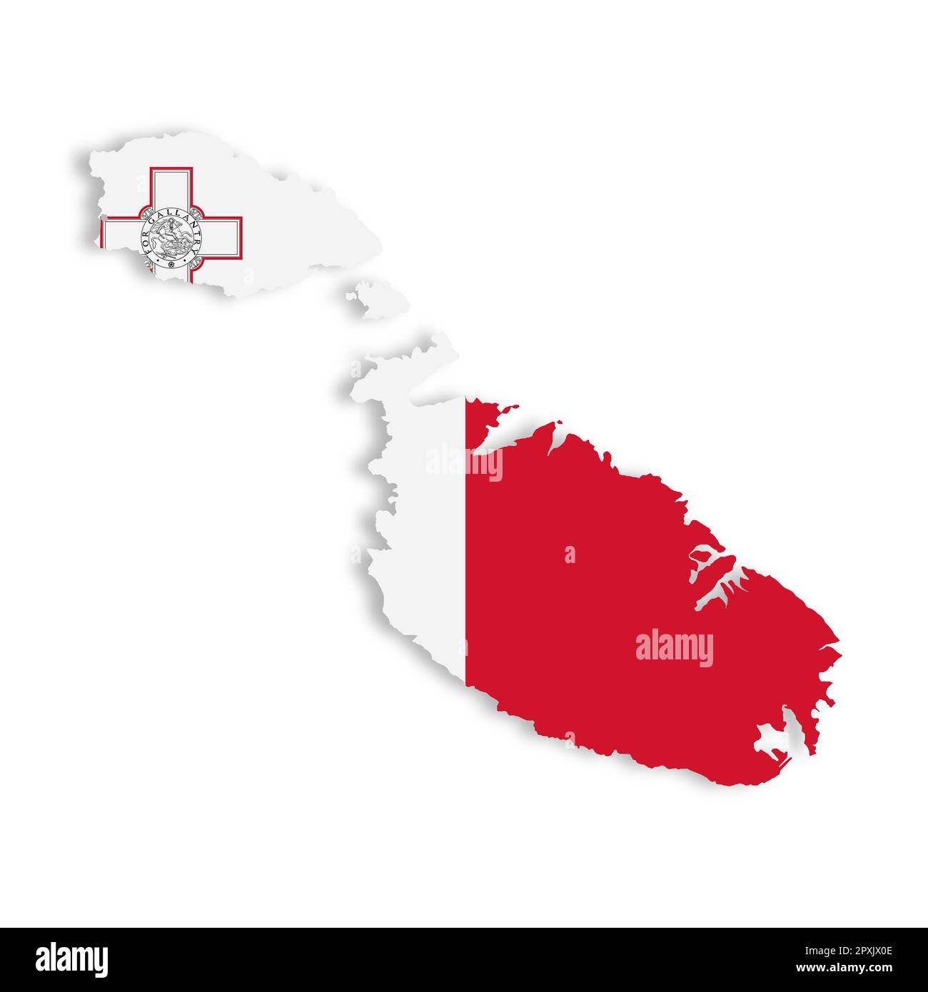 A Malta map on white background with clipping path 3d illustration Stock Photo