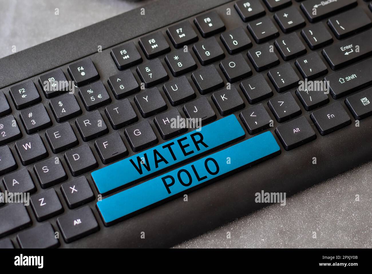 Hand writing sign Water Polo, Word for competitive team sport played in