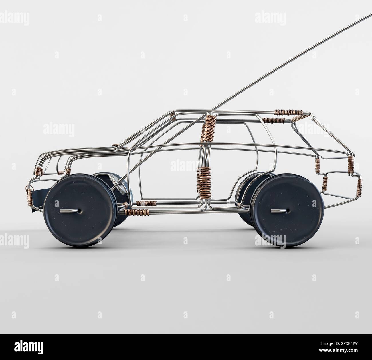 A traditional south african handmade wire toy car made out of metal and