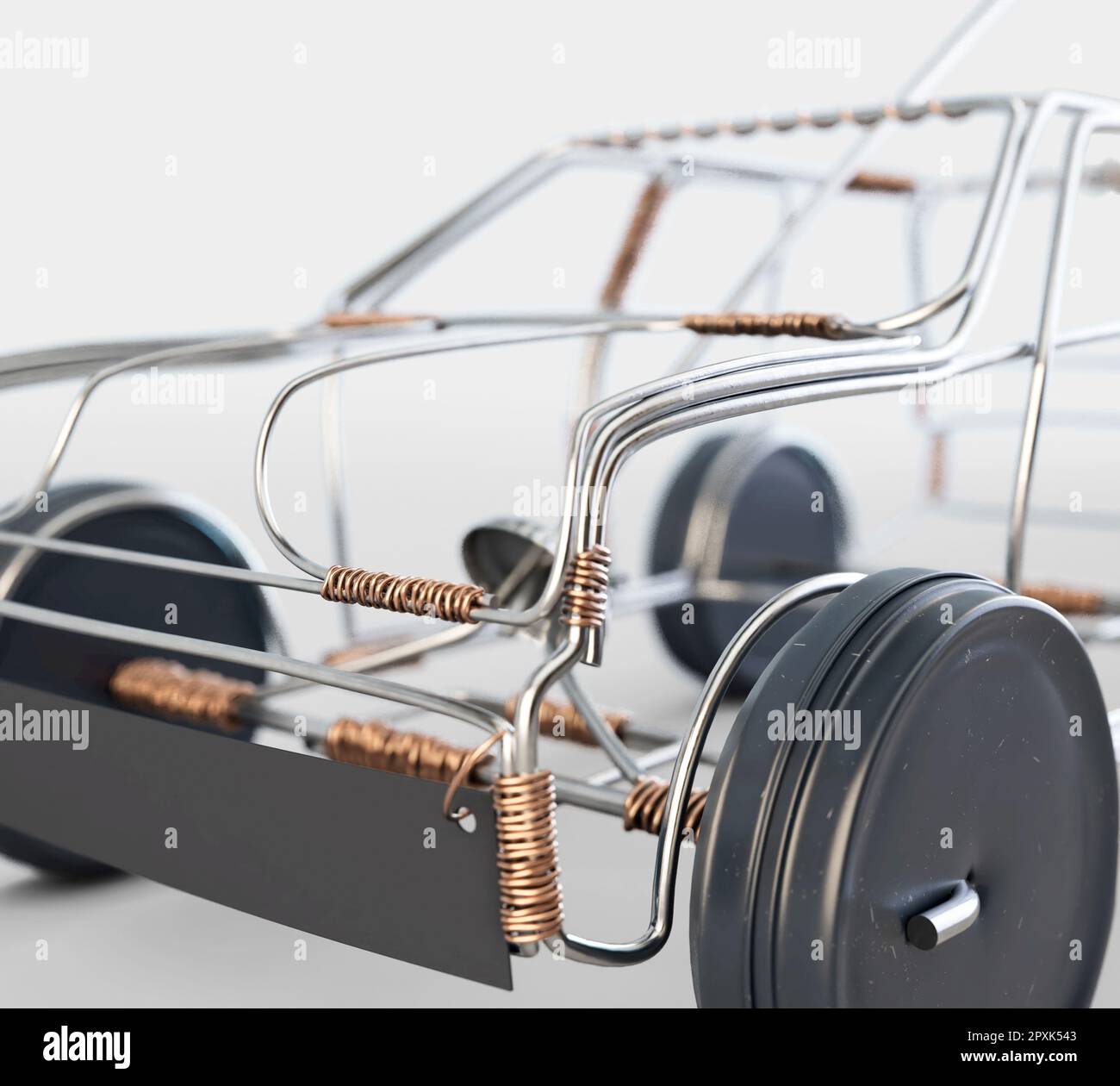 A traditional south african handmade wire toy car made out of metal and