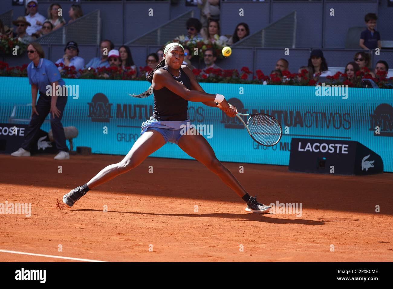 Madrid, Spain. 29th Apr, 2023. Paula Badosa vs Coco Gauff Masters Series Mutua Madrid Open