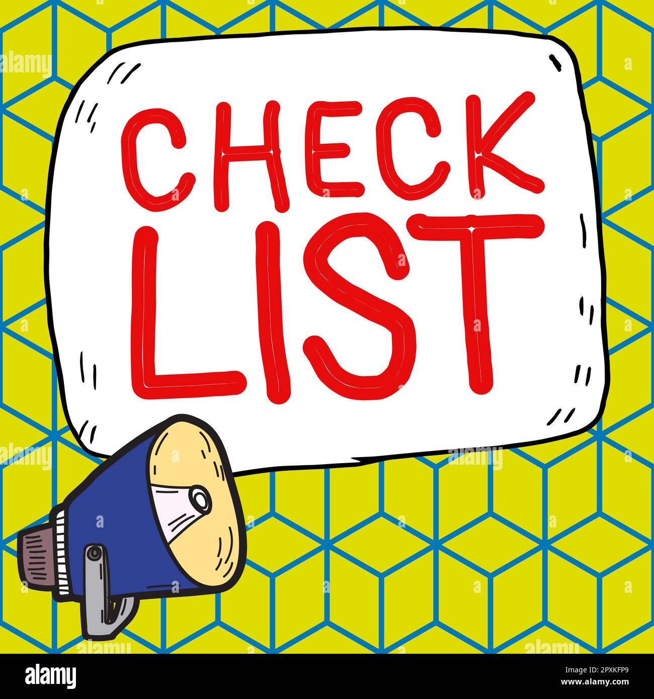 Sign displaying Check List, Word Written on Items required Things to be done Points to be considered Stock Photo
