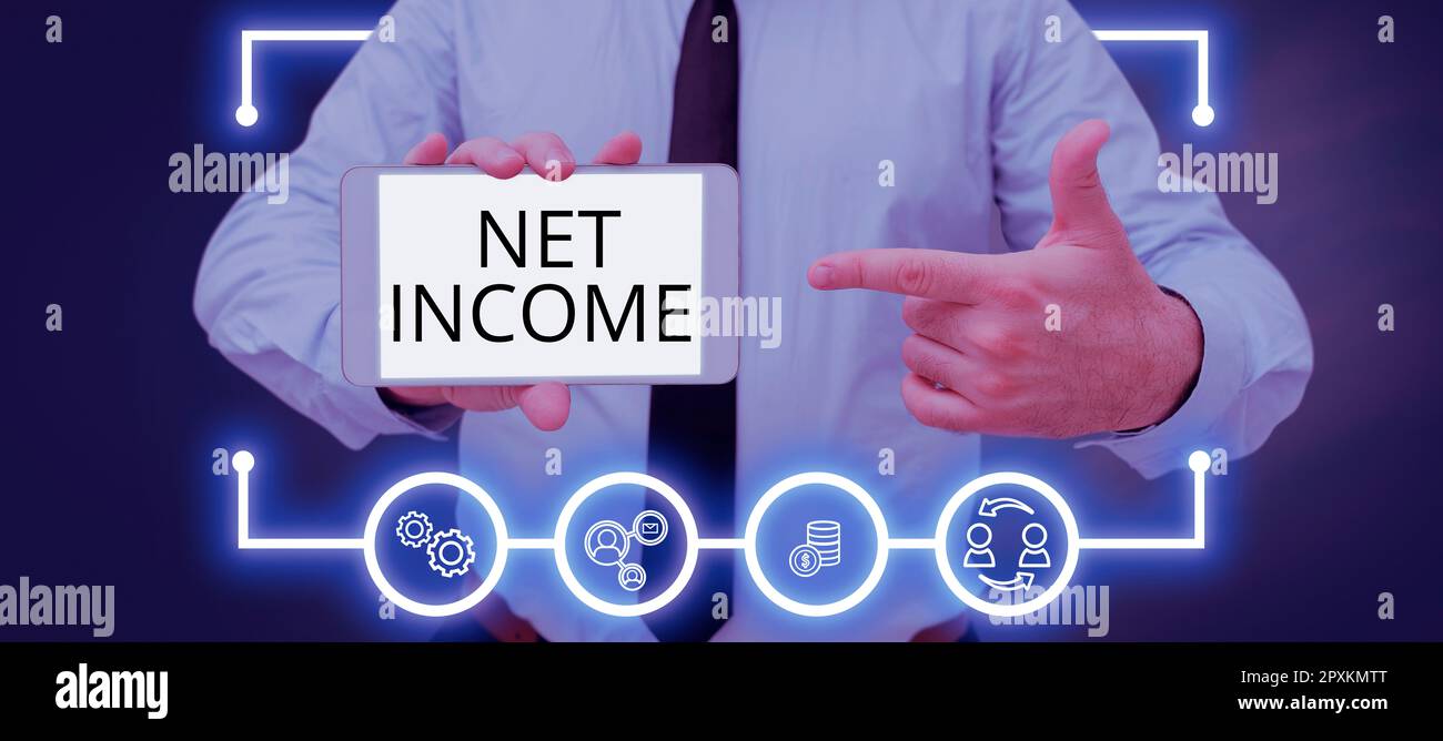 Net Income Sign Hand writing sign Net Income, Business overview the gross income ...