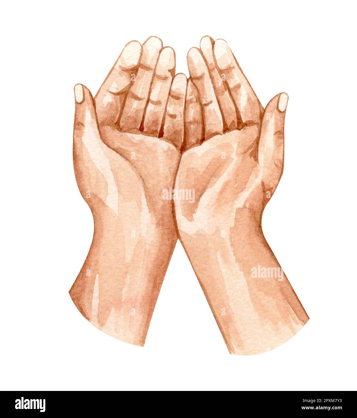 Watercolor hand illustration. Holding hands. Hope concept. charity