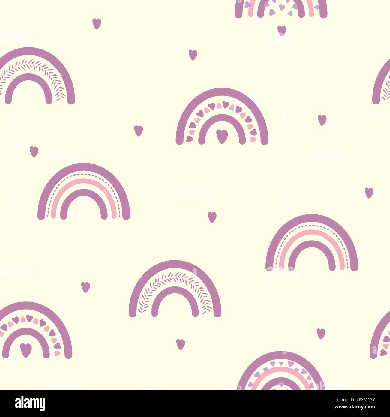 Cute pattern with rainbows and hearts Stock Vector Image & Art - Alamy