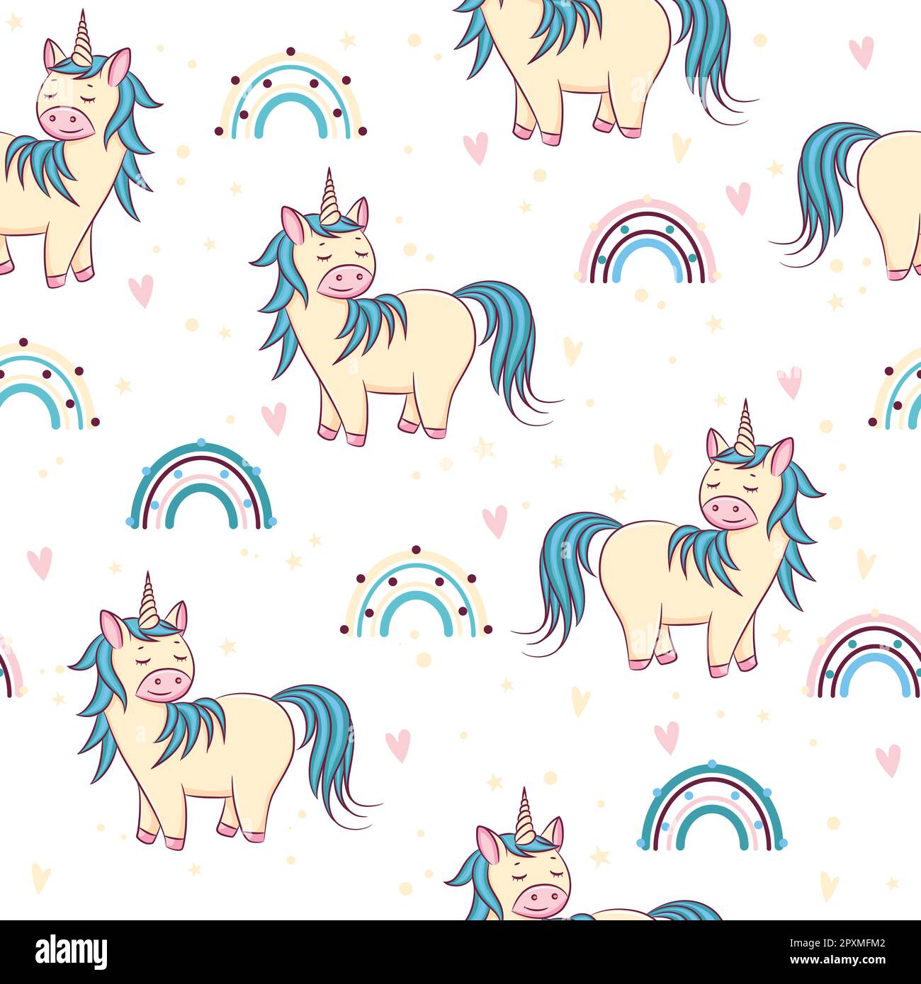 Unicorn with rainbows Stock Vector Images - Alamy