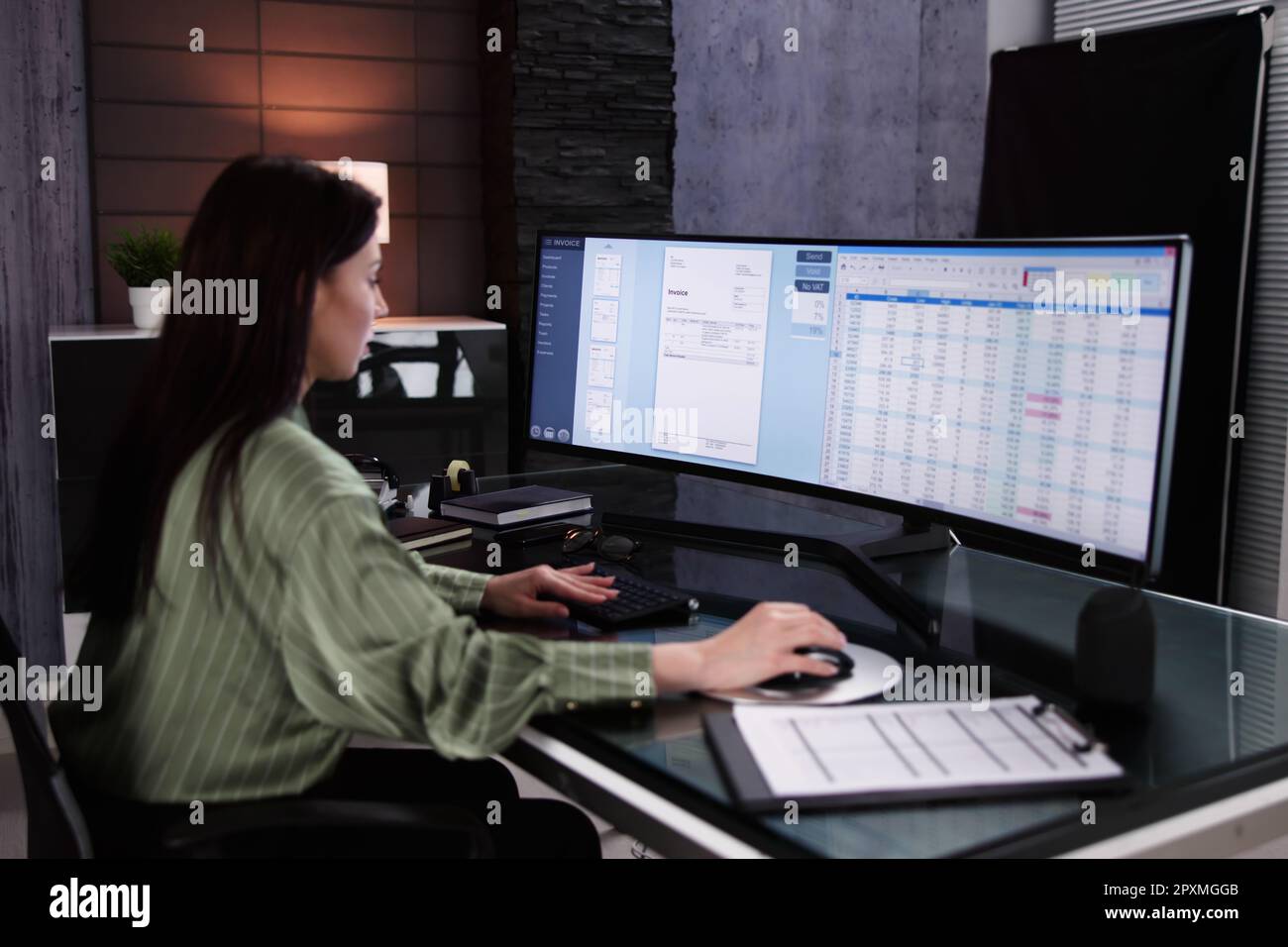 Account Manager In Office Coding Medical Bill Stock Photo