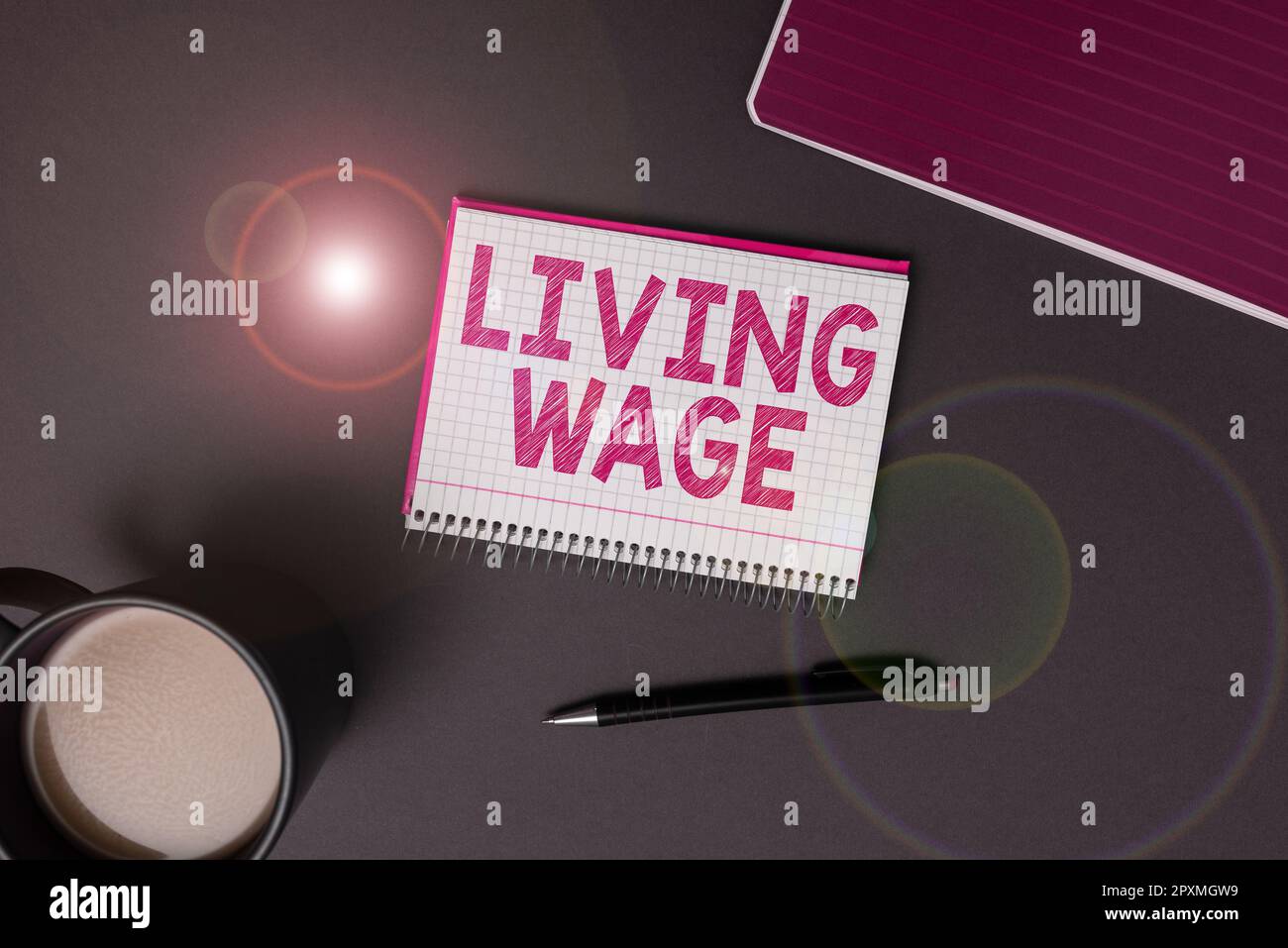 Conceptual display Living Wage, Business approach wage that is high enough to maintain a normal standard of living Stock Photo