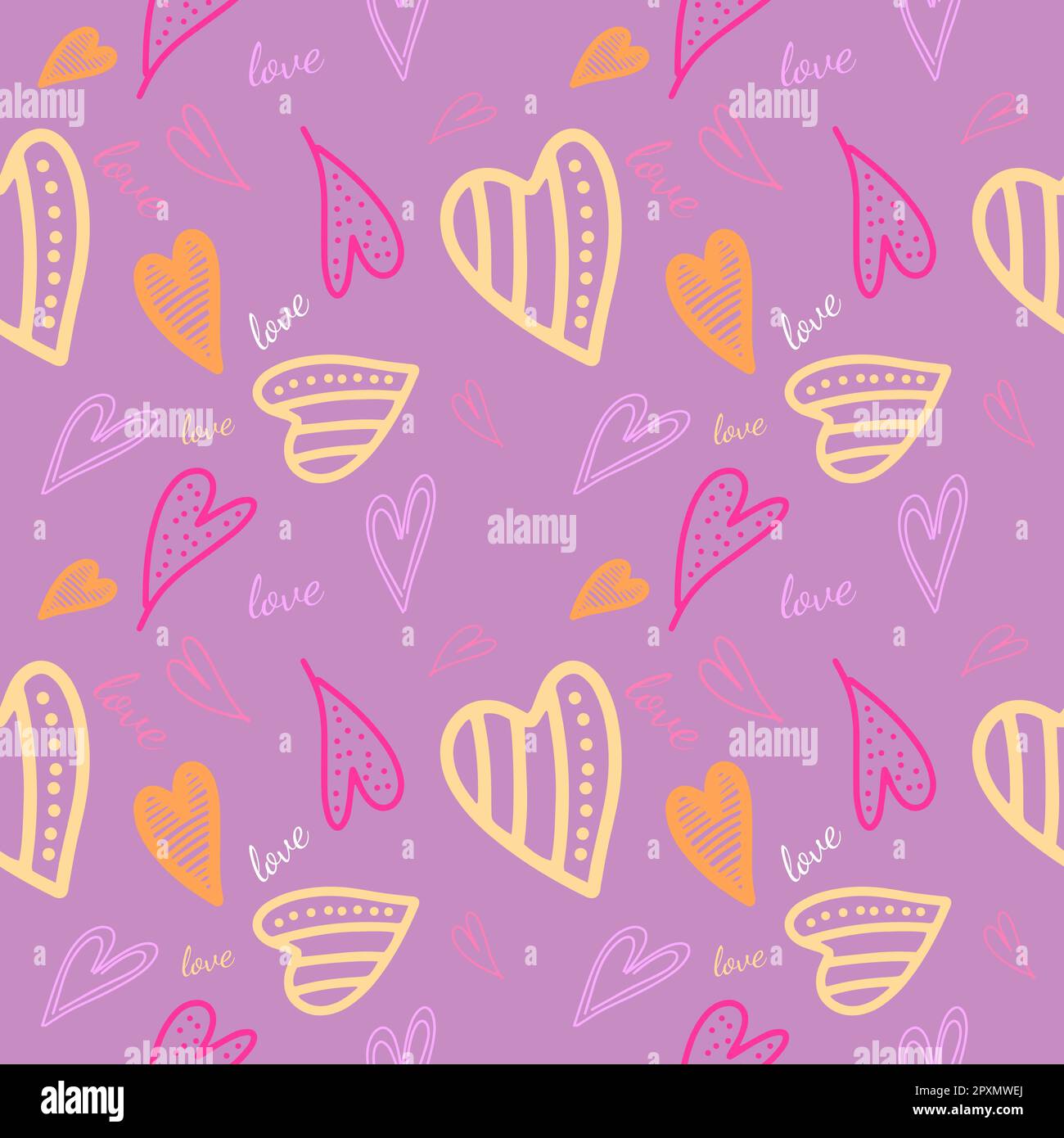 Valentine's seamless pattern vector doodle background digital paper ...