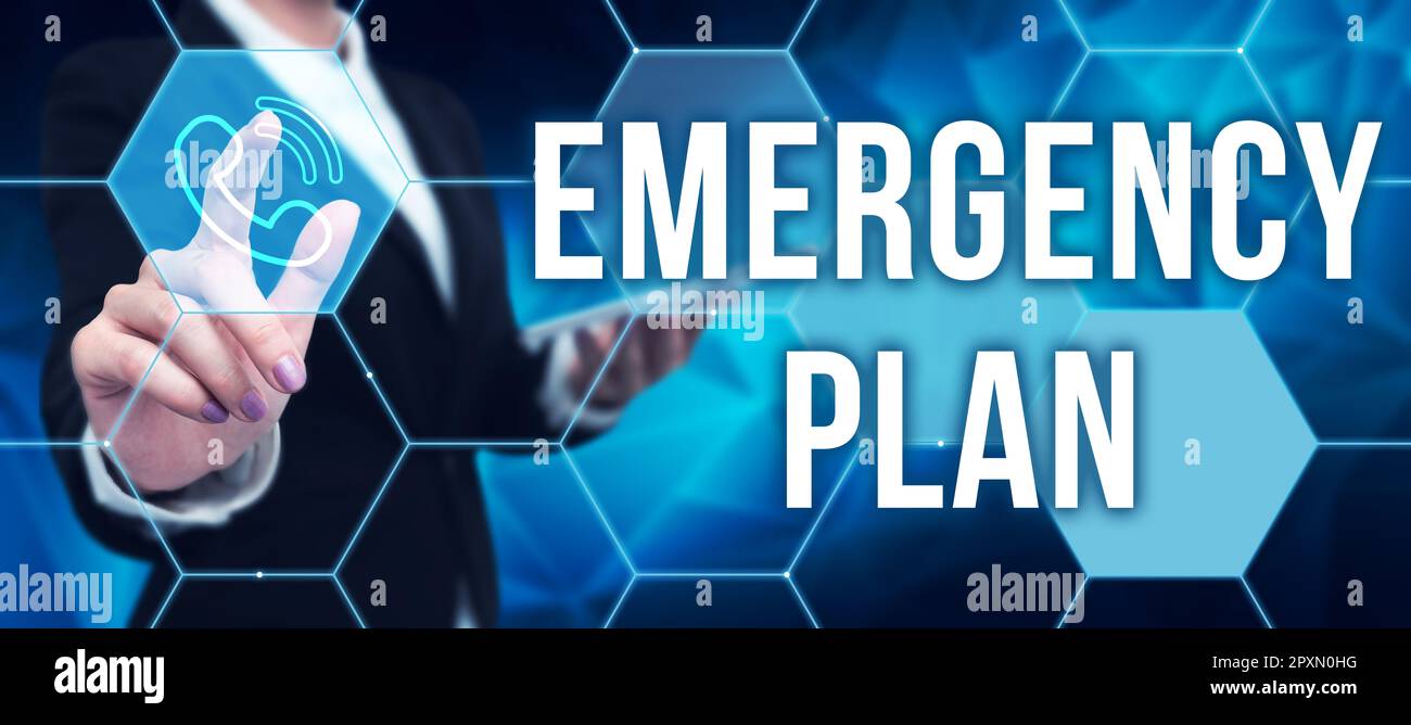 Conceptual caption Emergency Plan, Concept meaning Procedures for