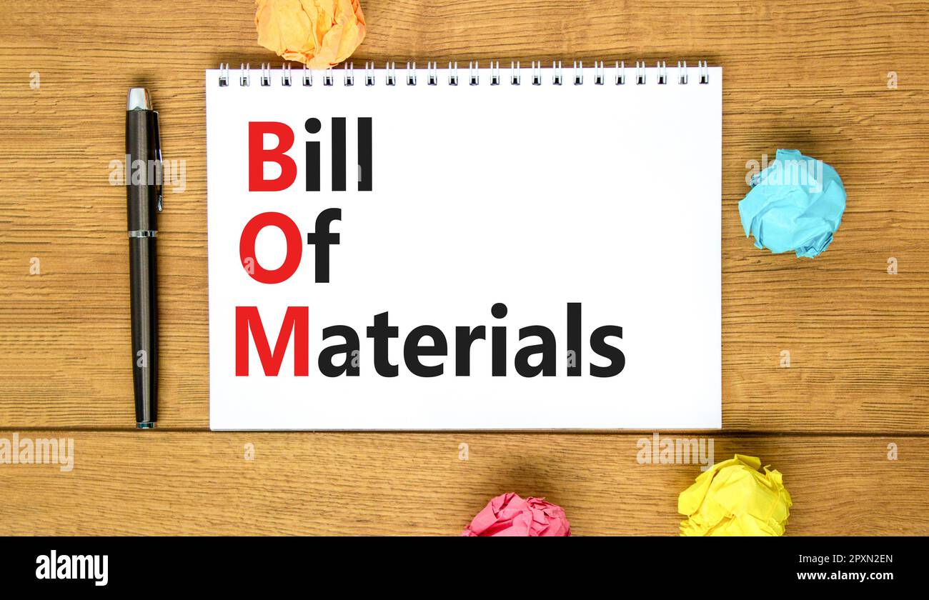 Bom bill of materials symbol concept words bom bill of materials on