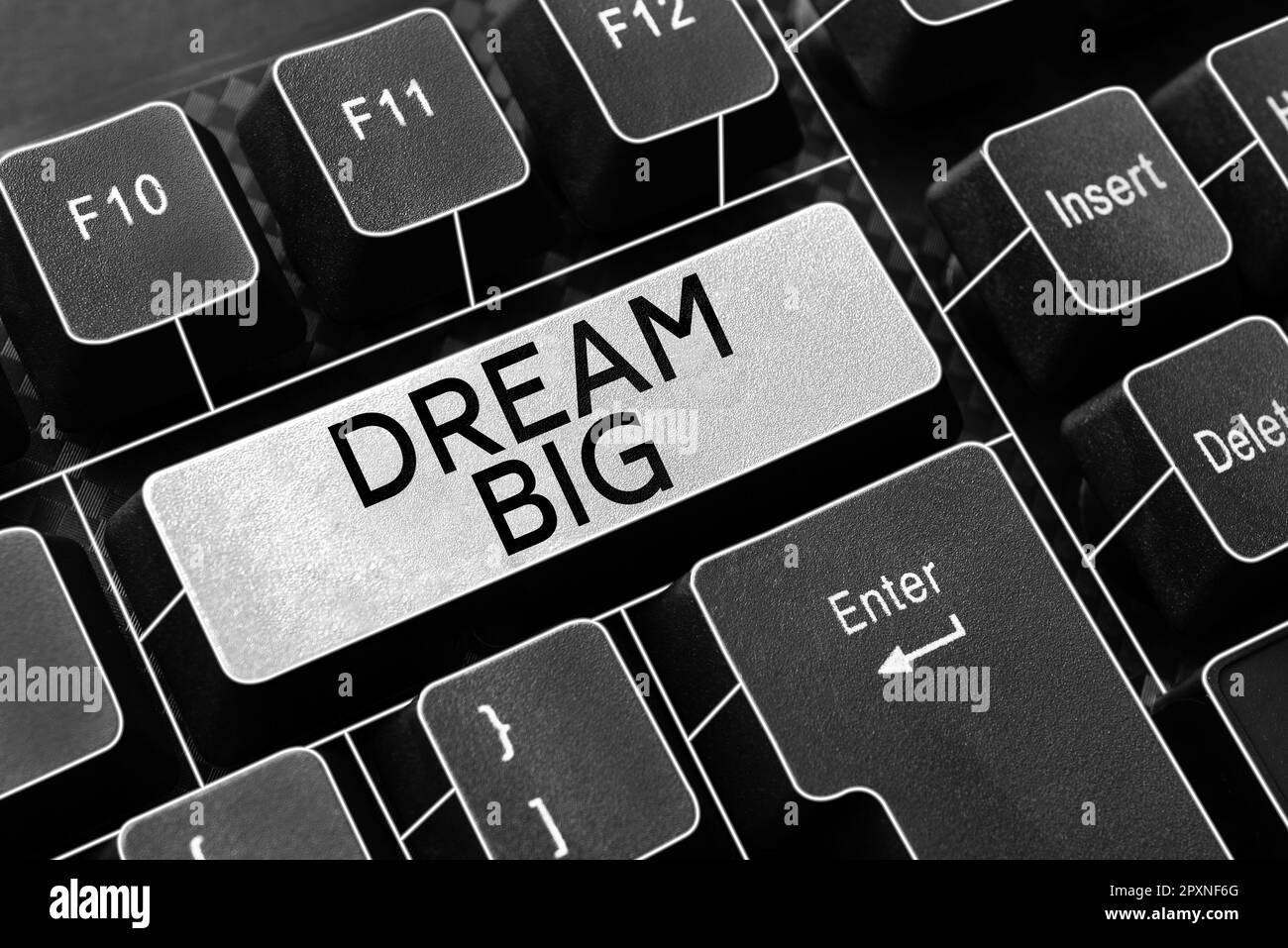Conceptual caption Dream Big, Concept meaning To think of something high value that you want to achieve Stock Photo