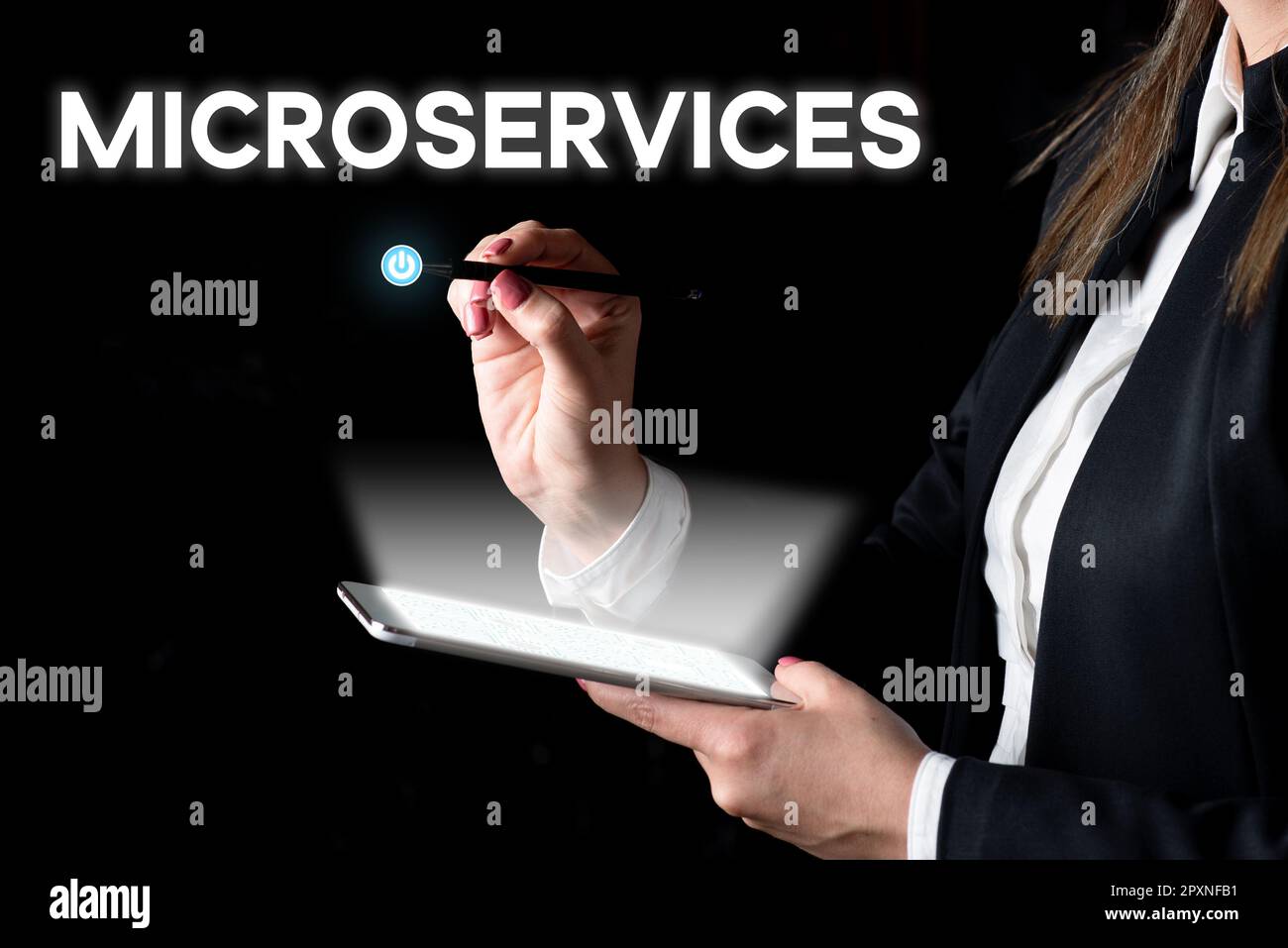 Sign displaying Microservices, Business showcase Software development technique Building single function module Stock Photo