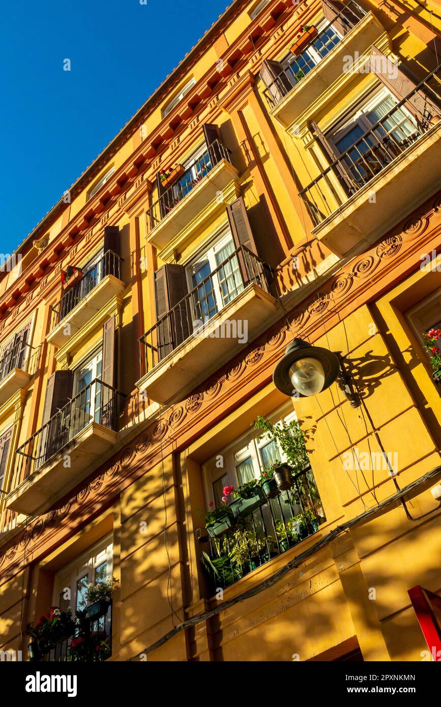 Traditional Spanish architecture in Malaga a major city in Malaga Province, Andalucia, southern Spain. Stock Photo