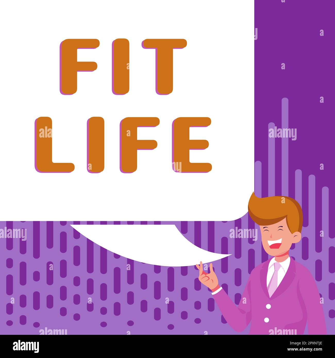 Text caption presenting Fit Life, Business overview maintaining a healthy weight with diet and exercise Healthy living Stock Photo