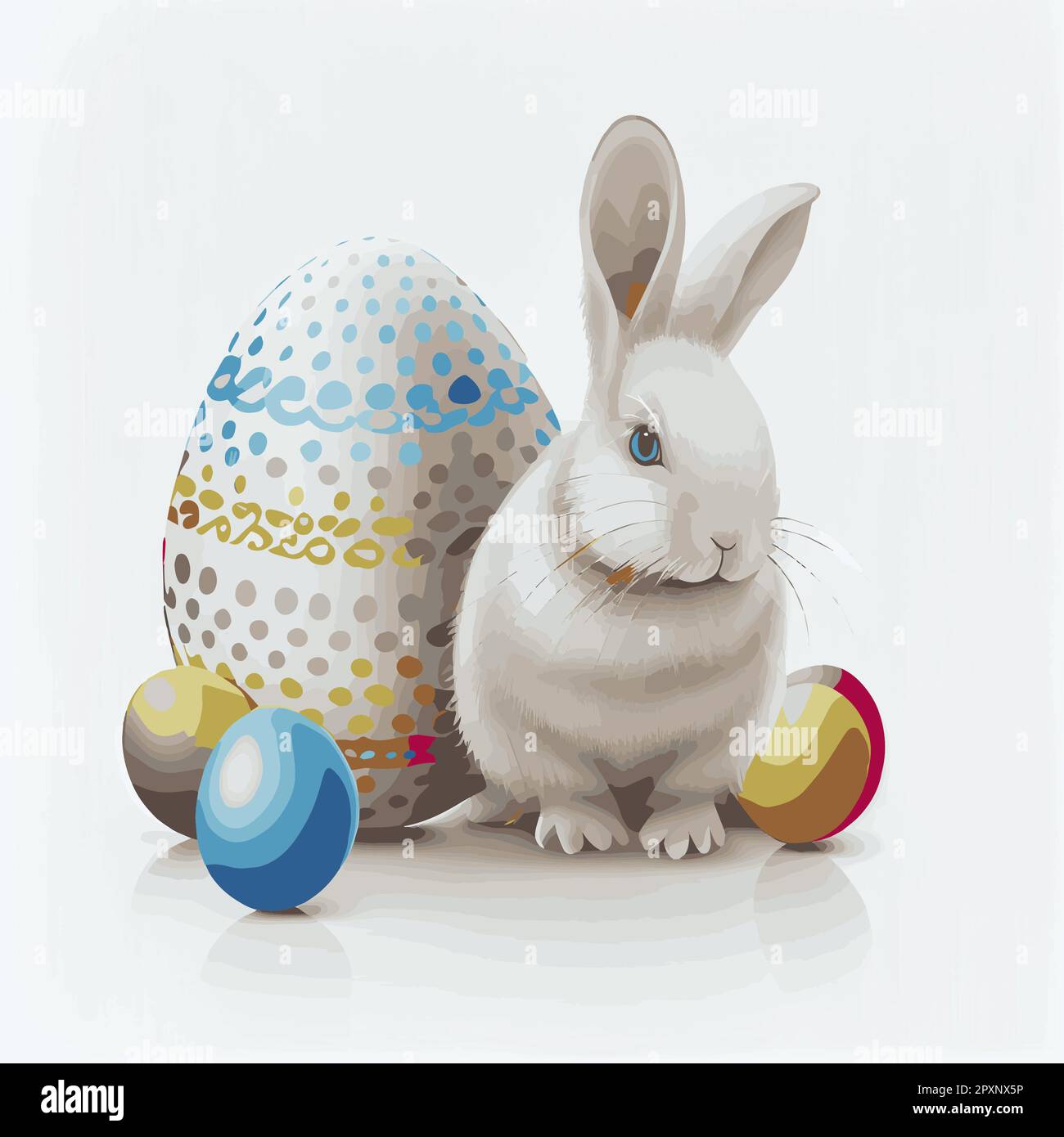 Festive cute rabbit and Easter Orthodox eggs on a light background ...