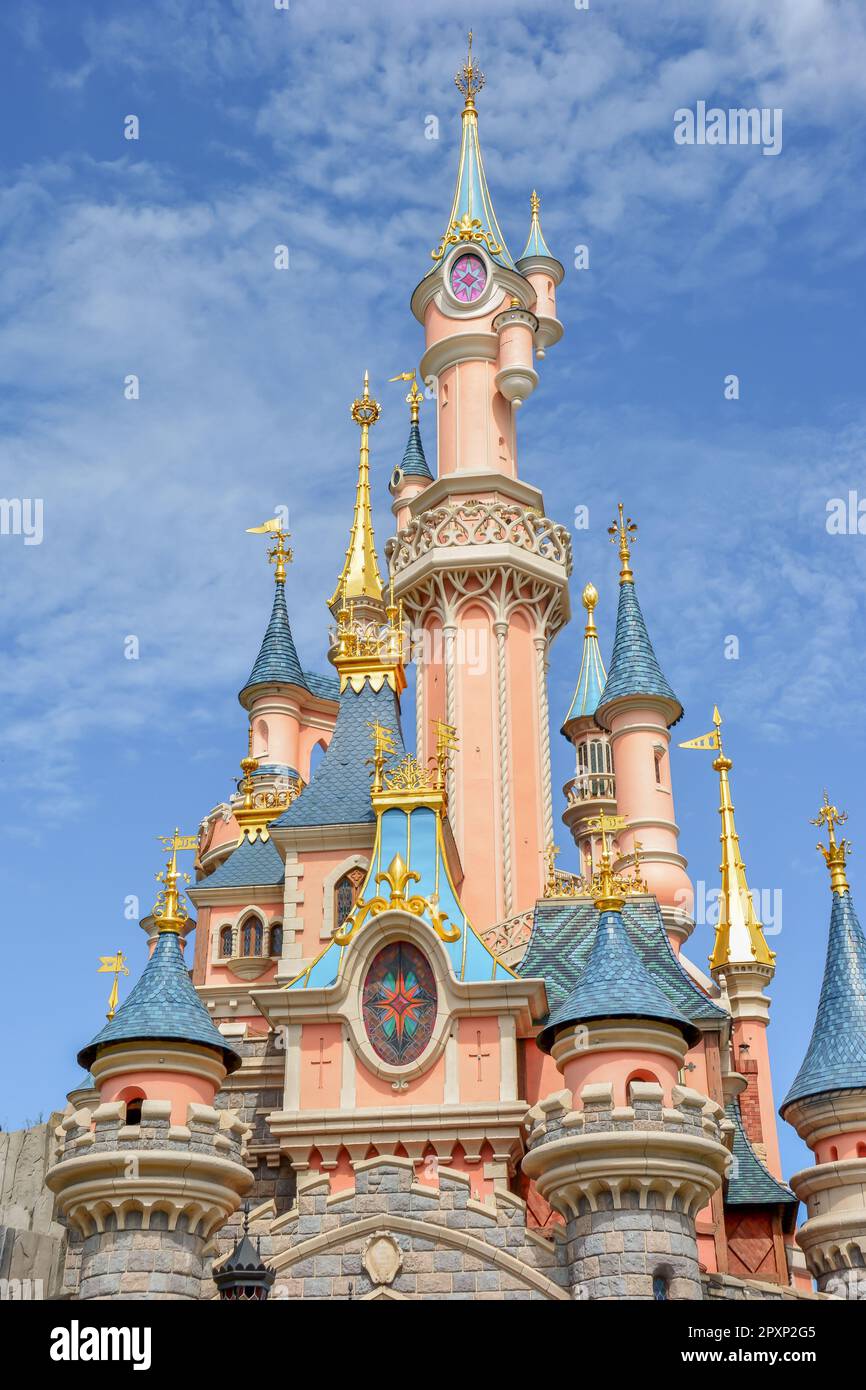 A picturesque view of Sleeping Beauty Castle in Disneyland Paris ...