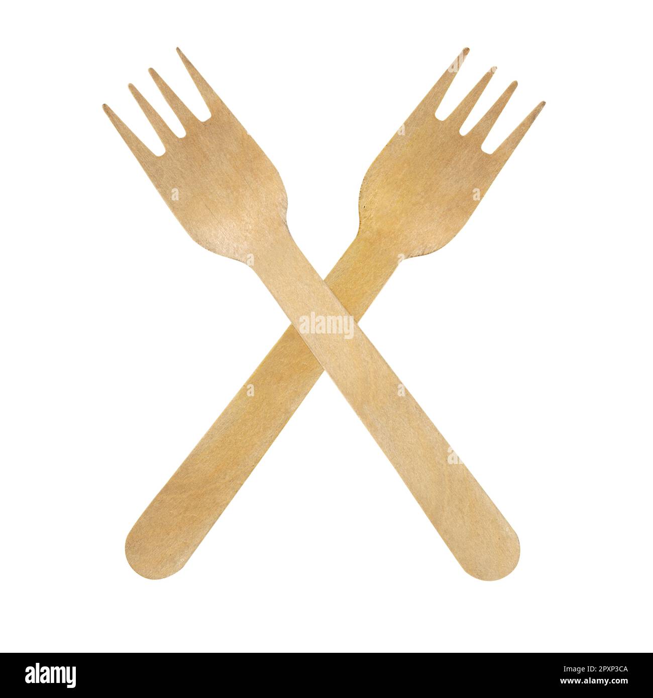 wooden forks for fast food, isolated on white background Stock Photo