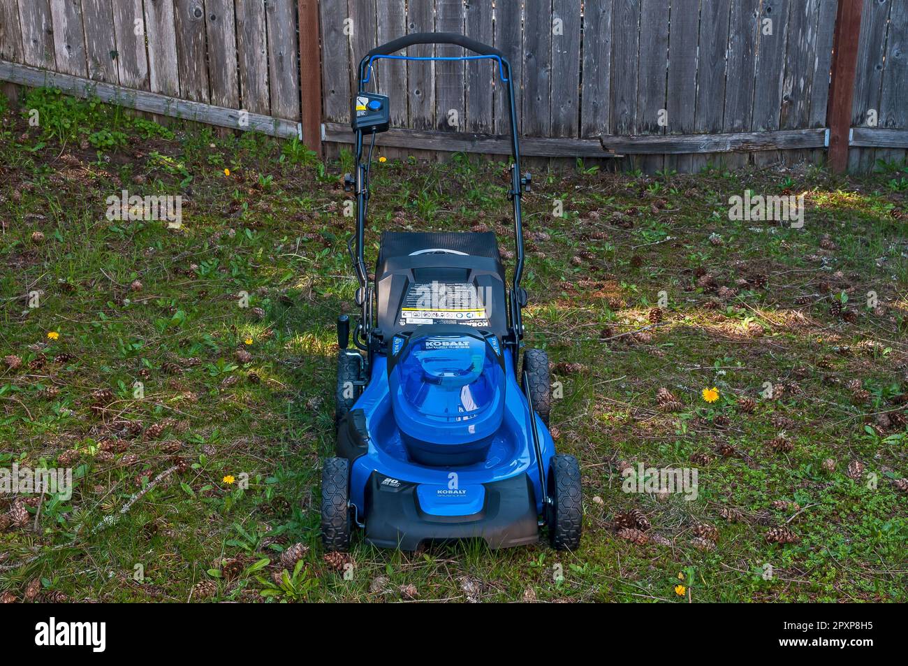 Kobalt Electric Battery-Powered Lawn Mower Stock Photo