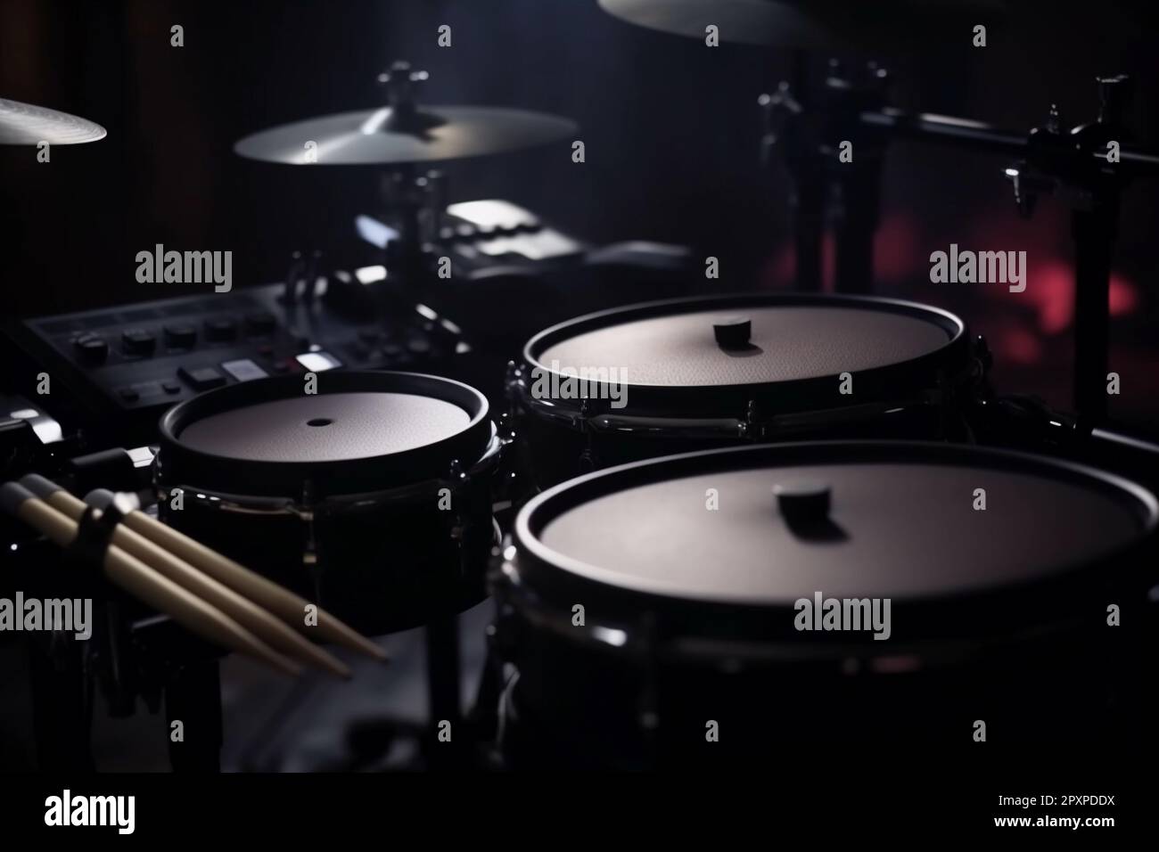 A drum set is shown with the word drum on it Stock Photo Alamy