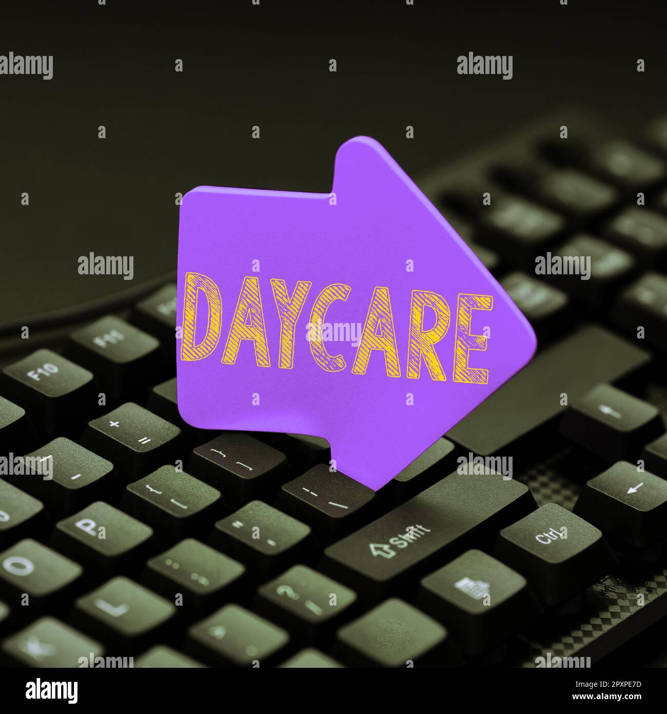 Conceptual caption Daycare, Business approach offering care to