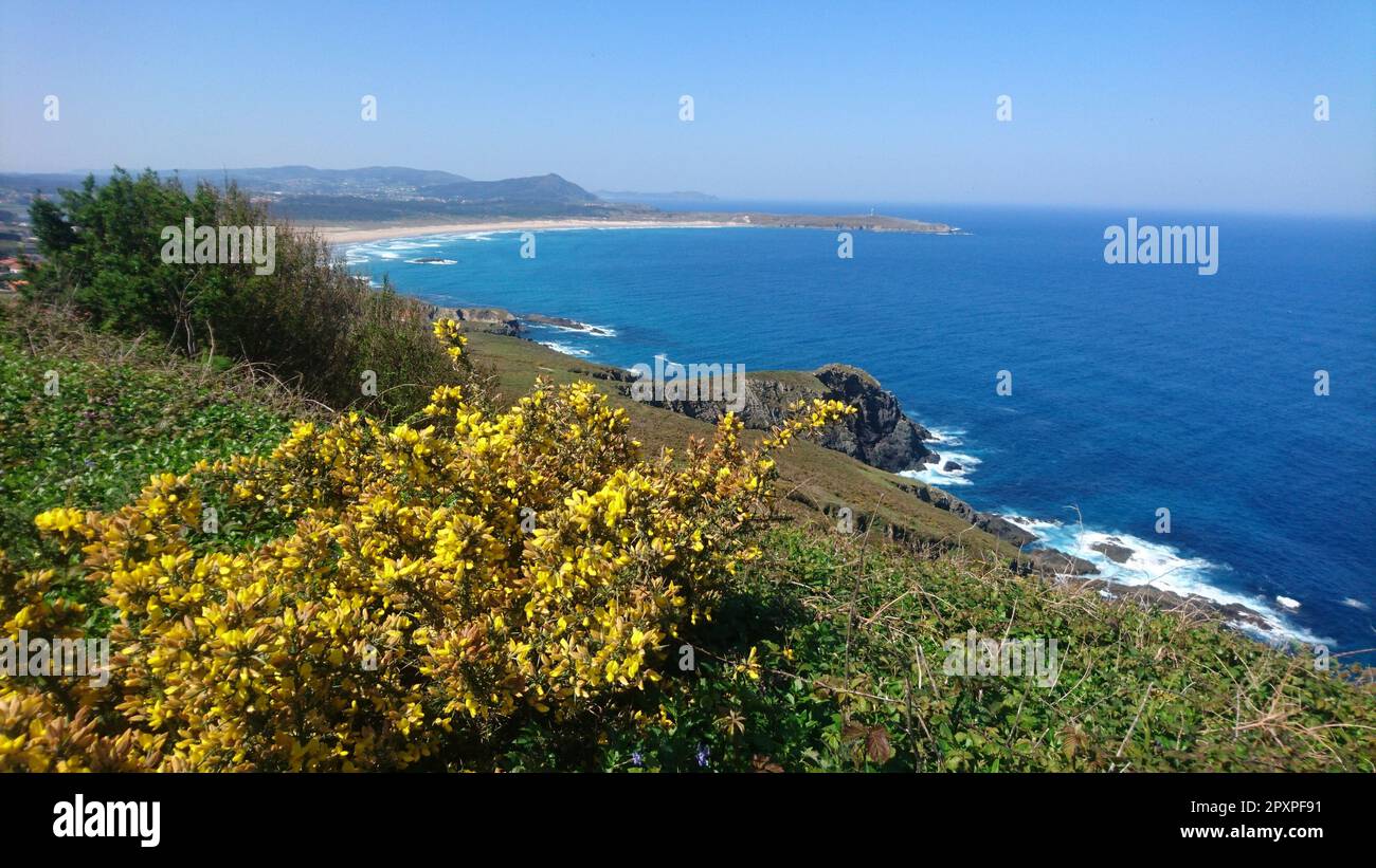 Coastal landscape view at Santo Andre de Texeido in Galicia, Spain Stock Photo